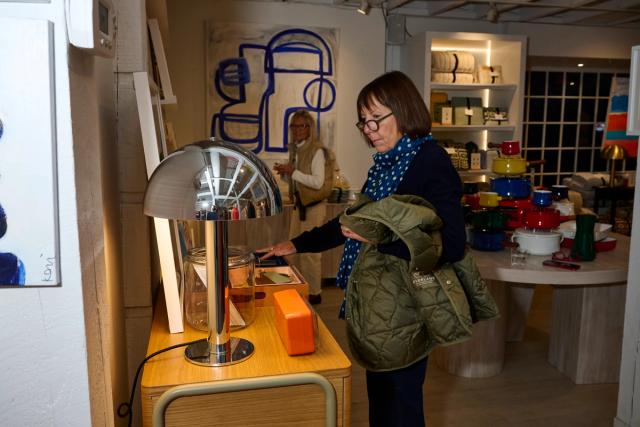 Schoolhouse lamp inside Kerry Rosenthal popup