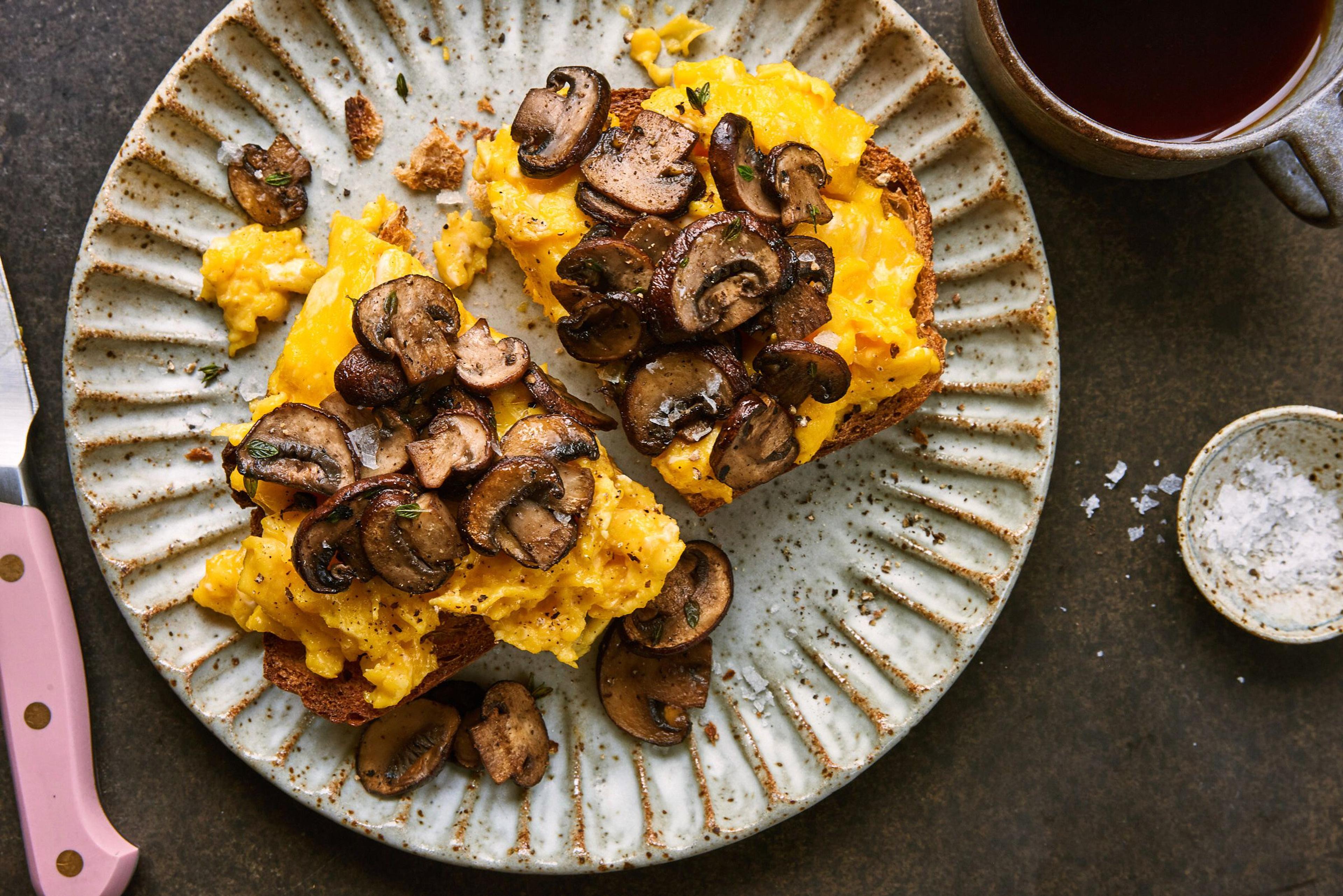 mushrooms on eggs