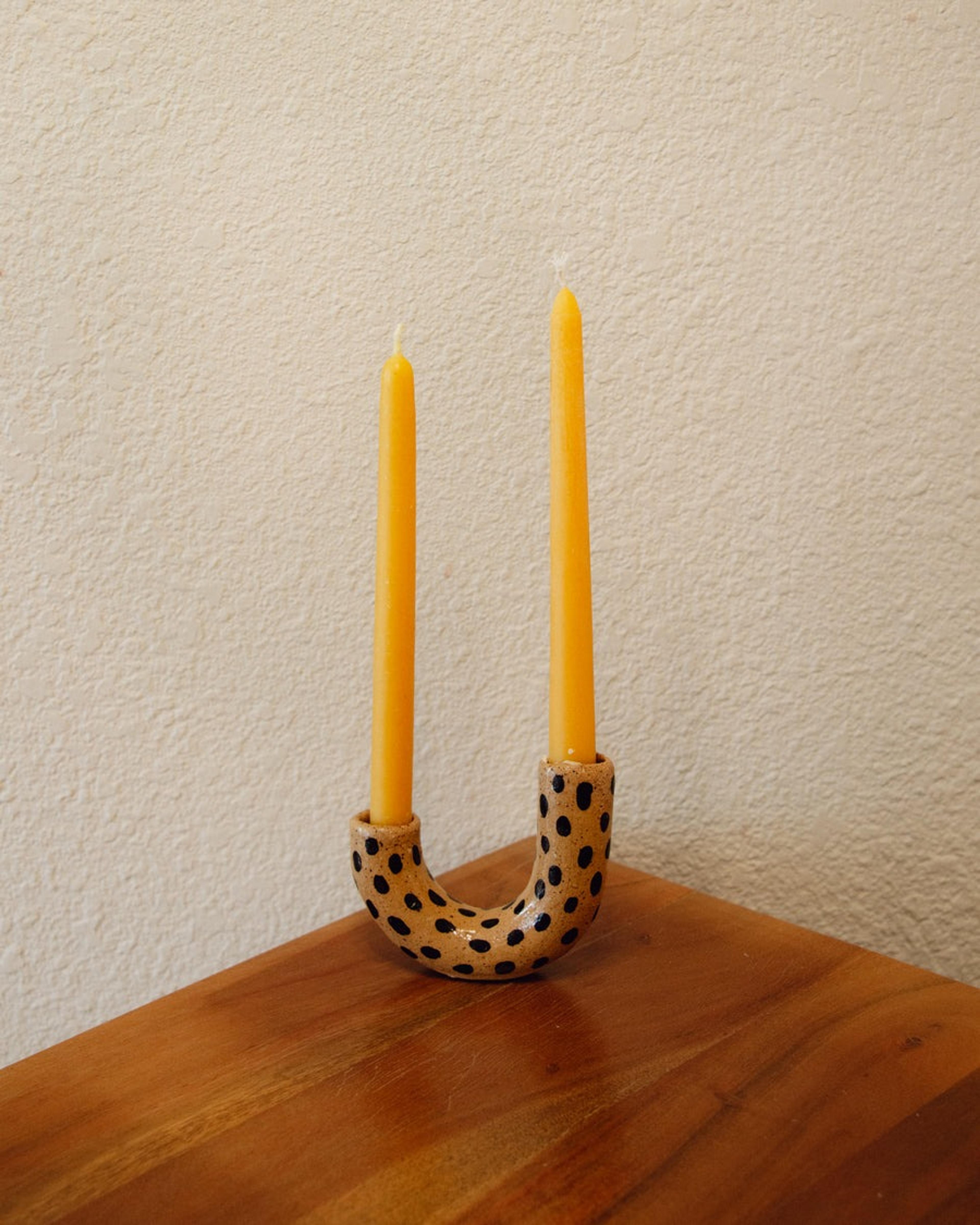 Anne Gates' funky patterned taper candle holder