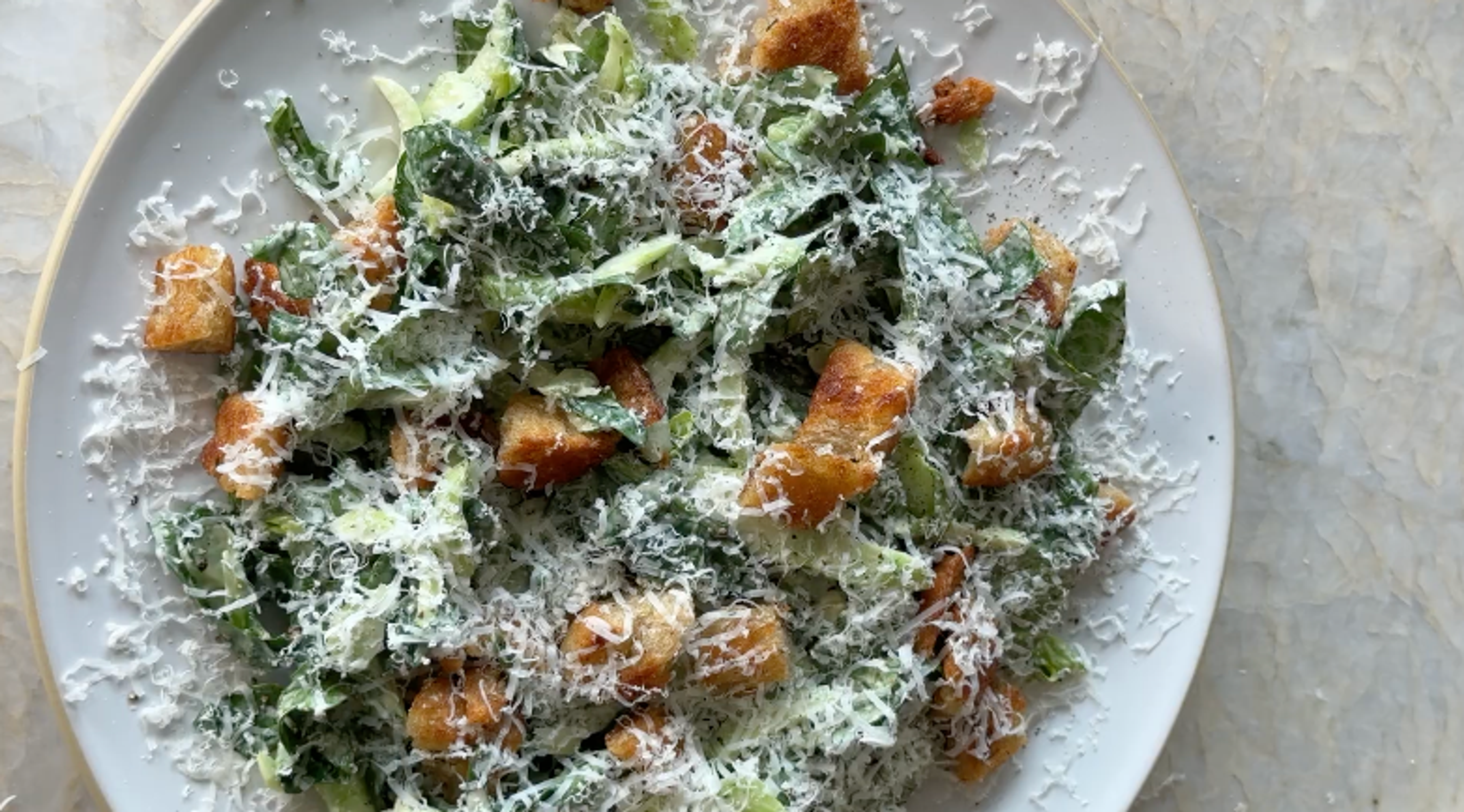 miso caesar salad on plate