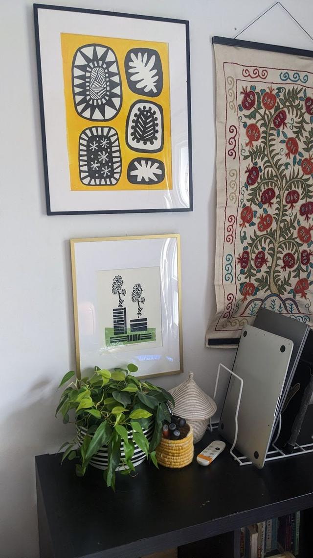 tapestries on living room wall