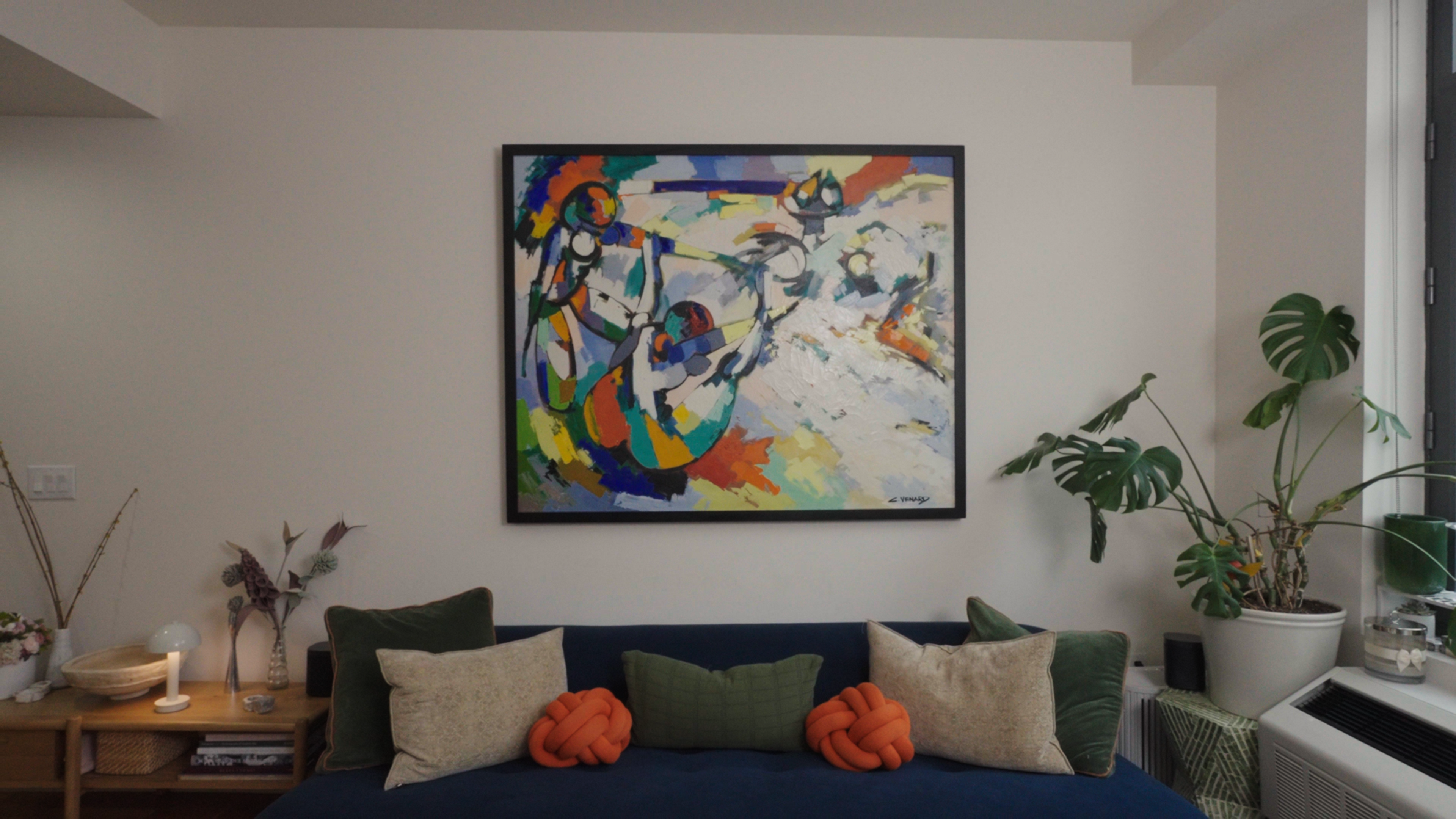 couch and living room in Olivia Galli's NYC apartment