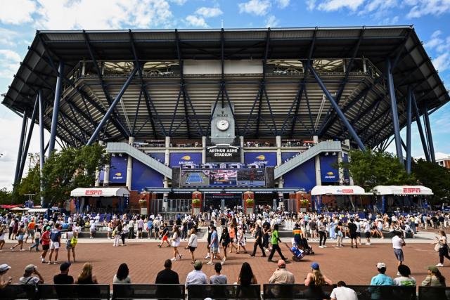 A general view of Fountain Plaza and fans at the 2024 US Open on Friday, Aug. 30, 2024 in Flushing, NY.