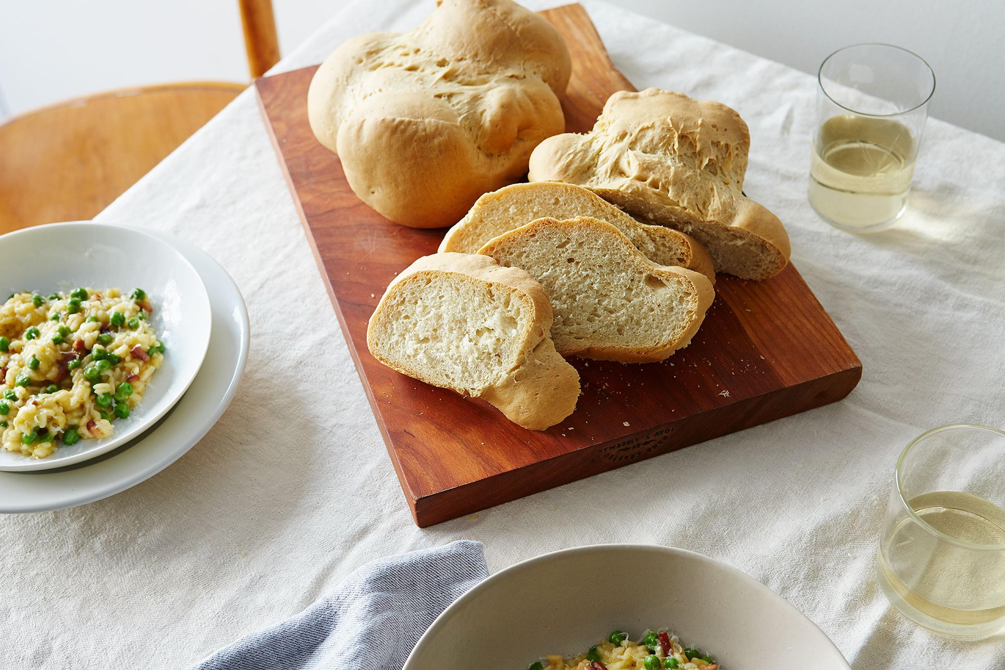 Beautifully plated homemade nonnos bread.