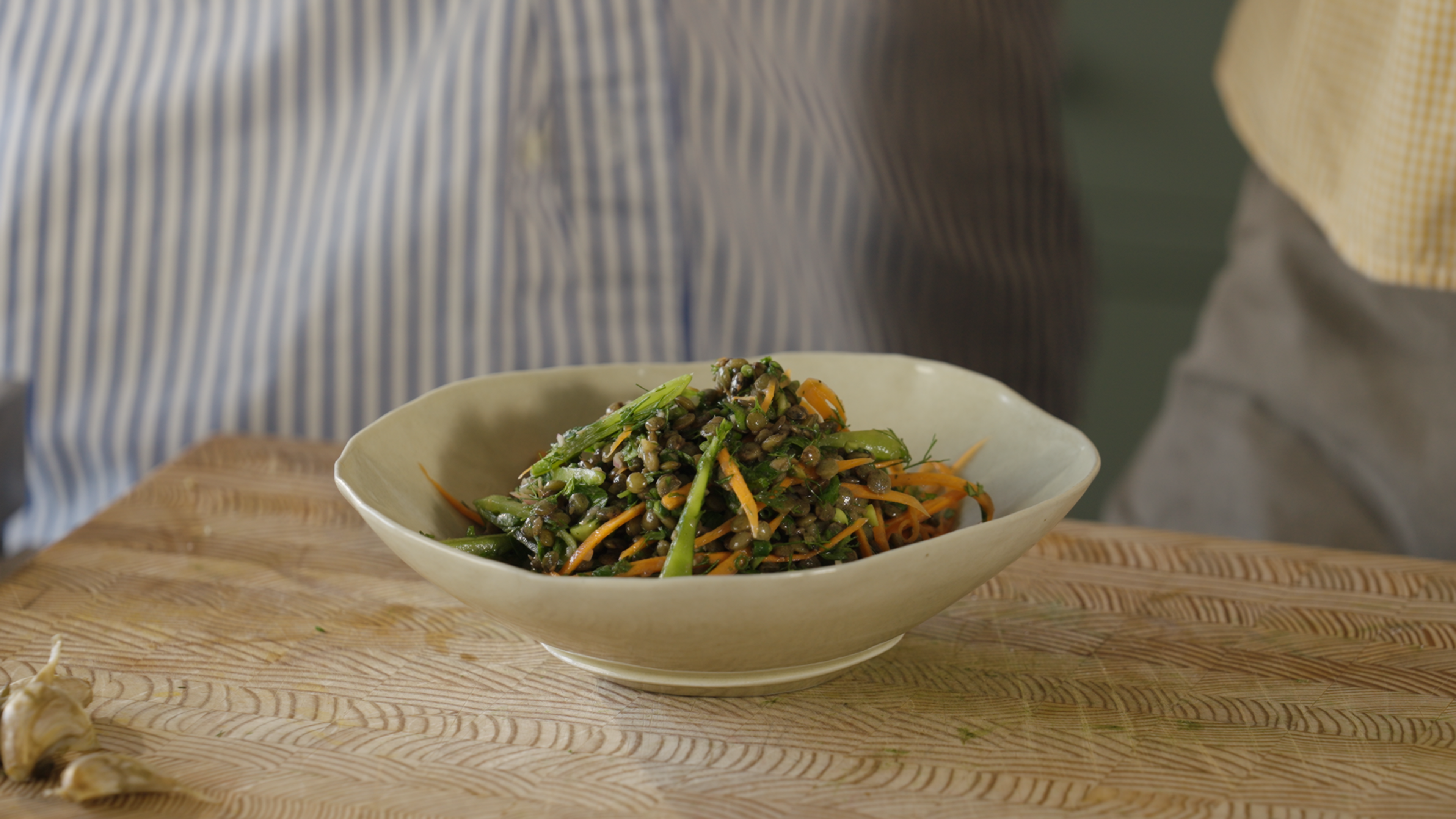 A head-on photograph of the lentil salad. 
