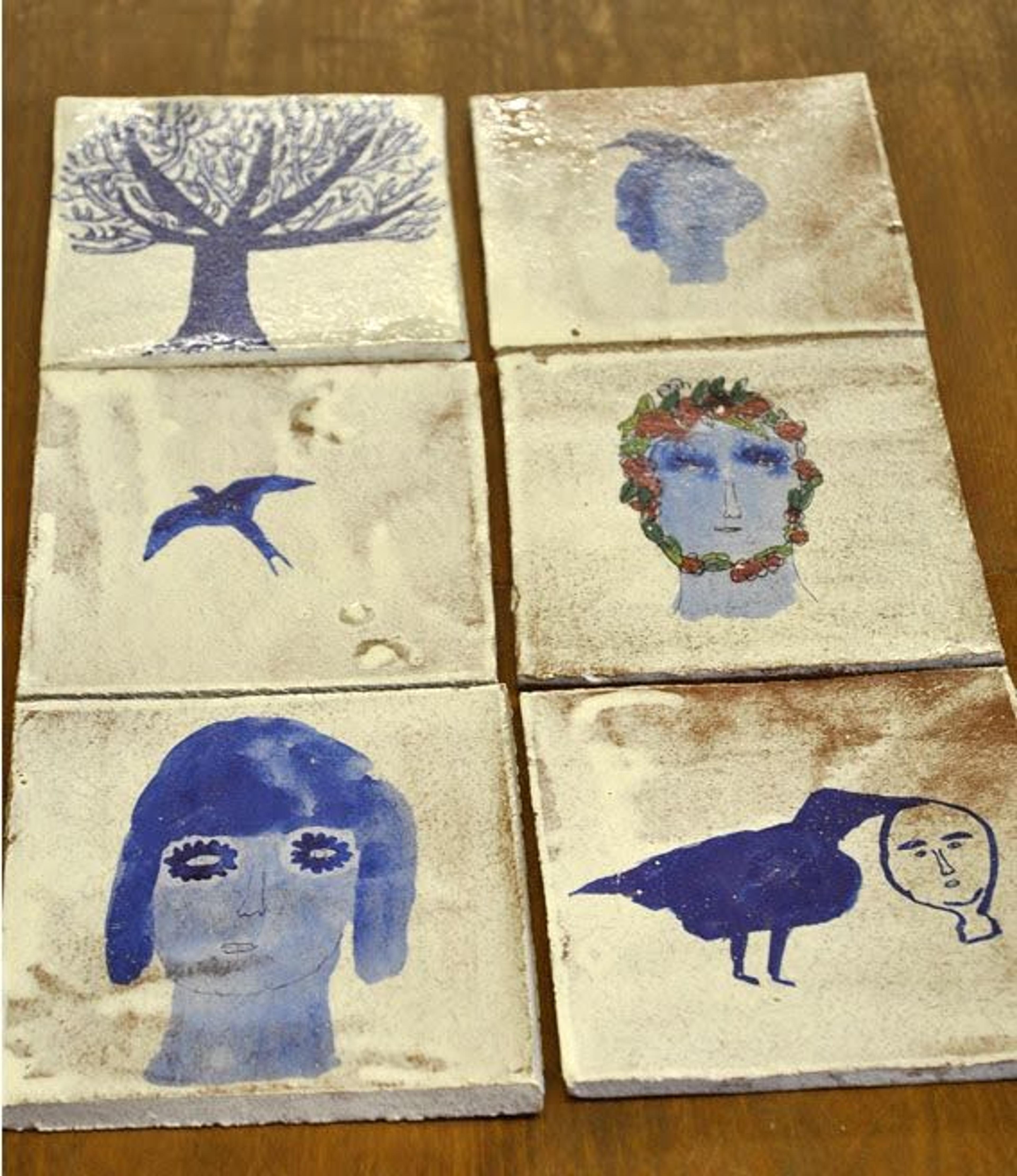 blue handmade tiles