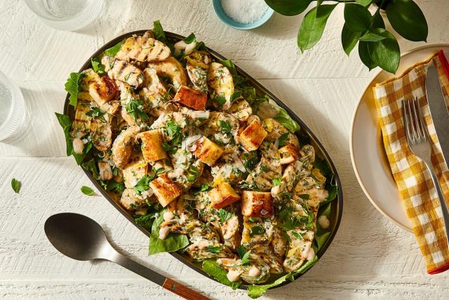platter of potato salad with caesar dressing