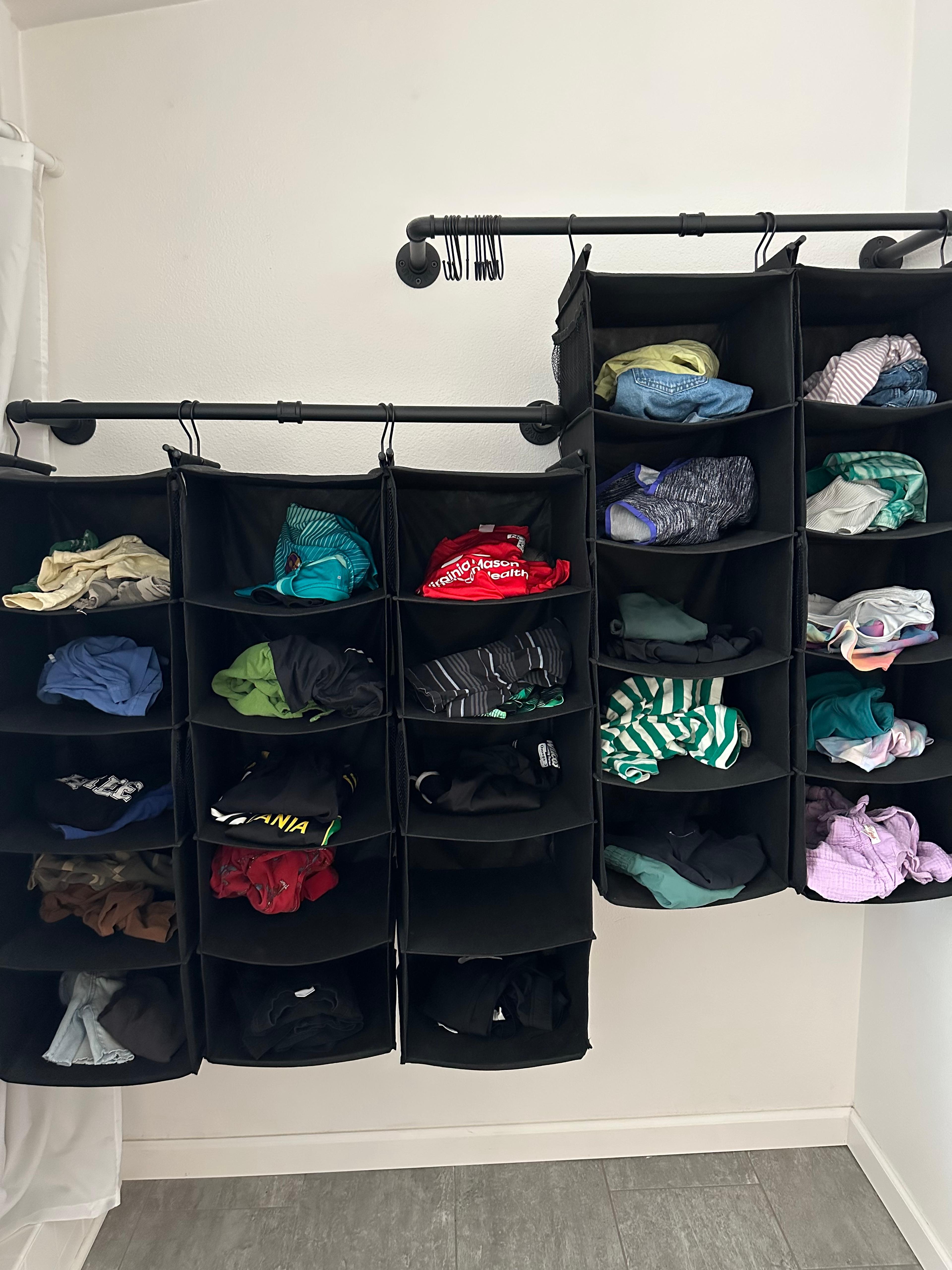 laundry in hanging shoe organizer