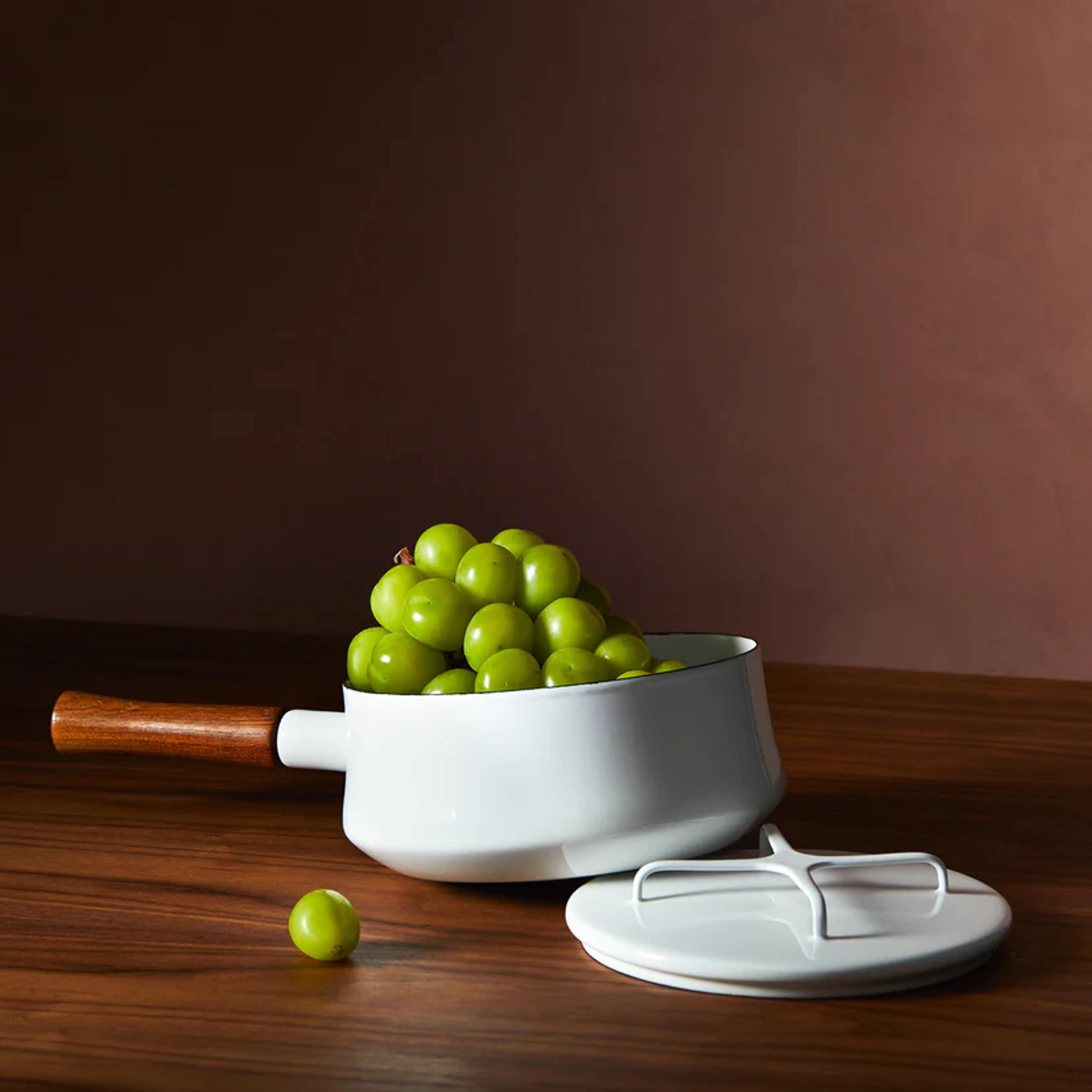 White pot with grapes
