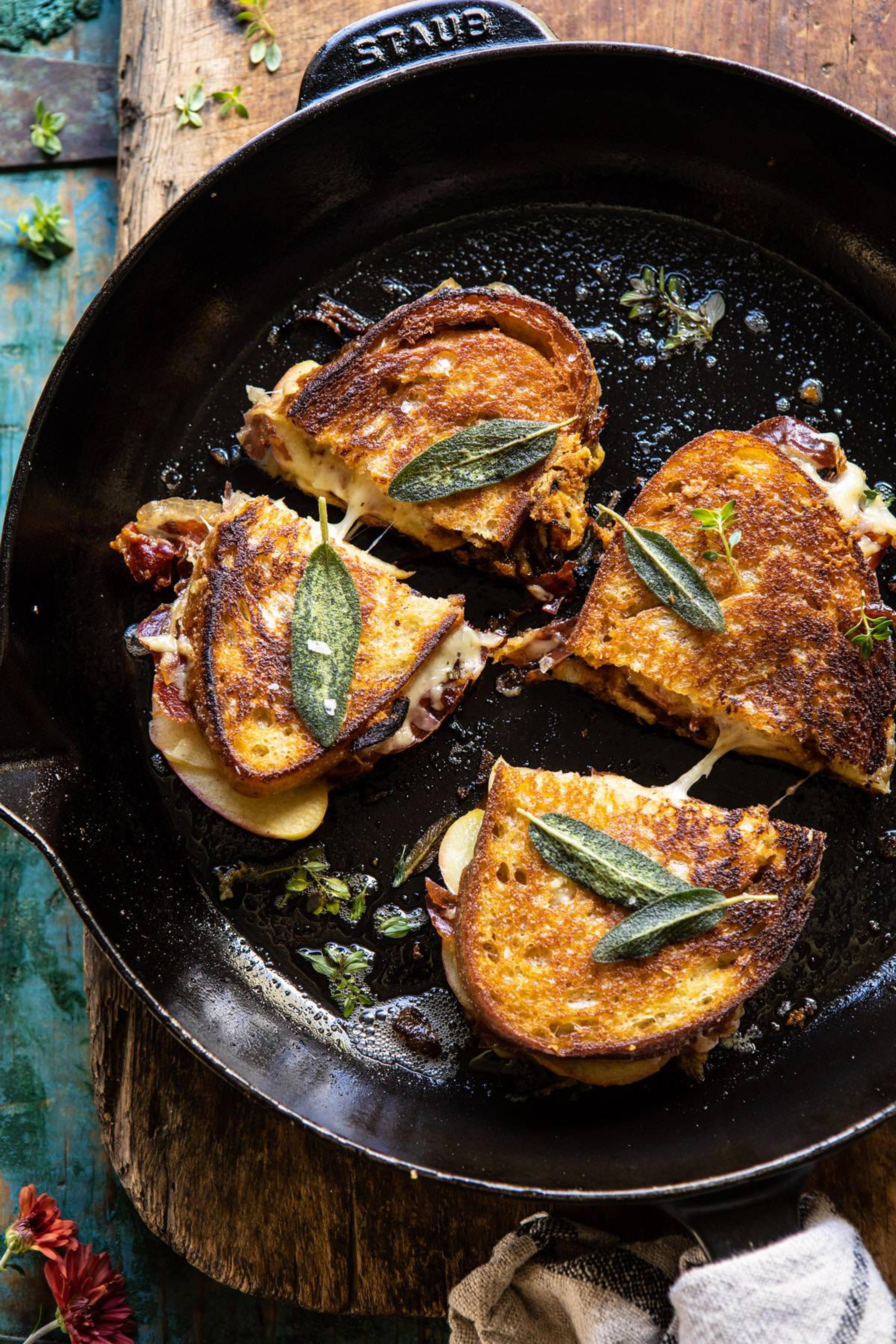grilled cheese in pan