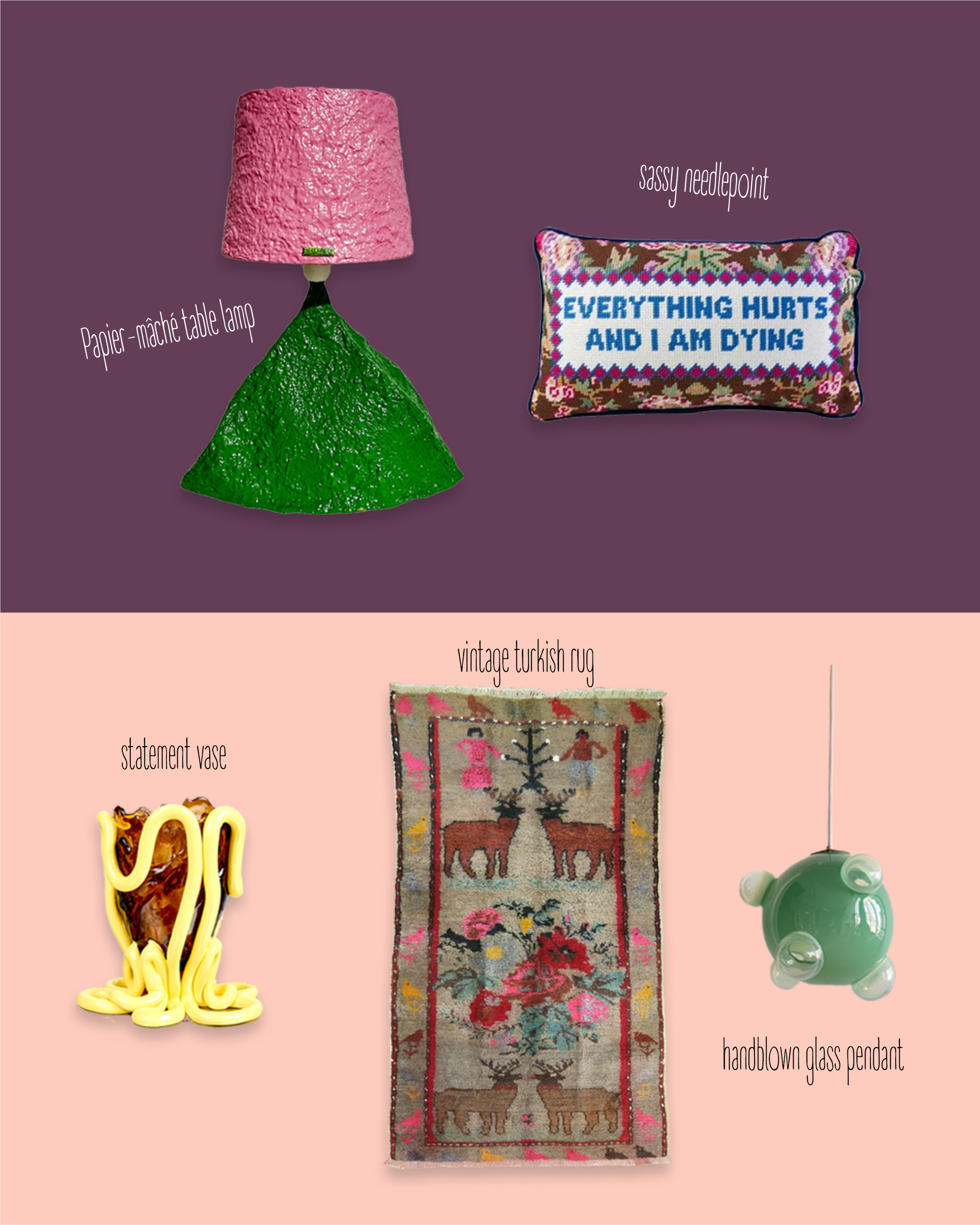assorted vintage home decor items
