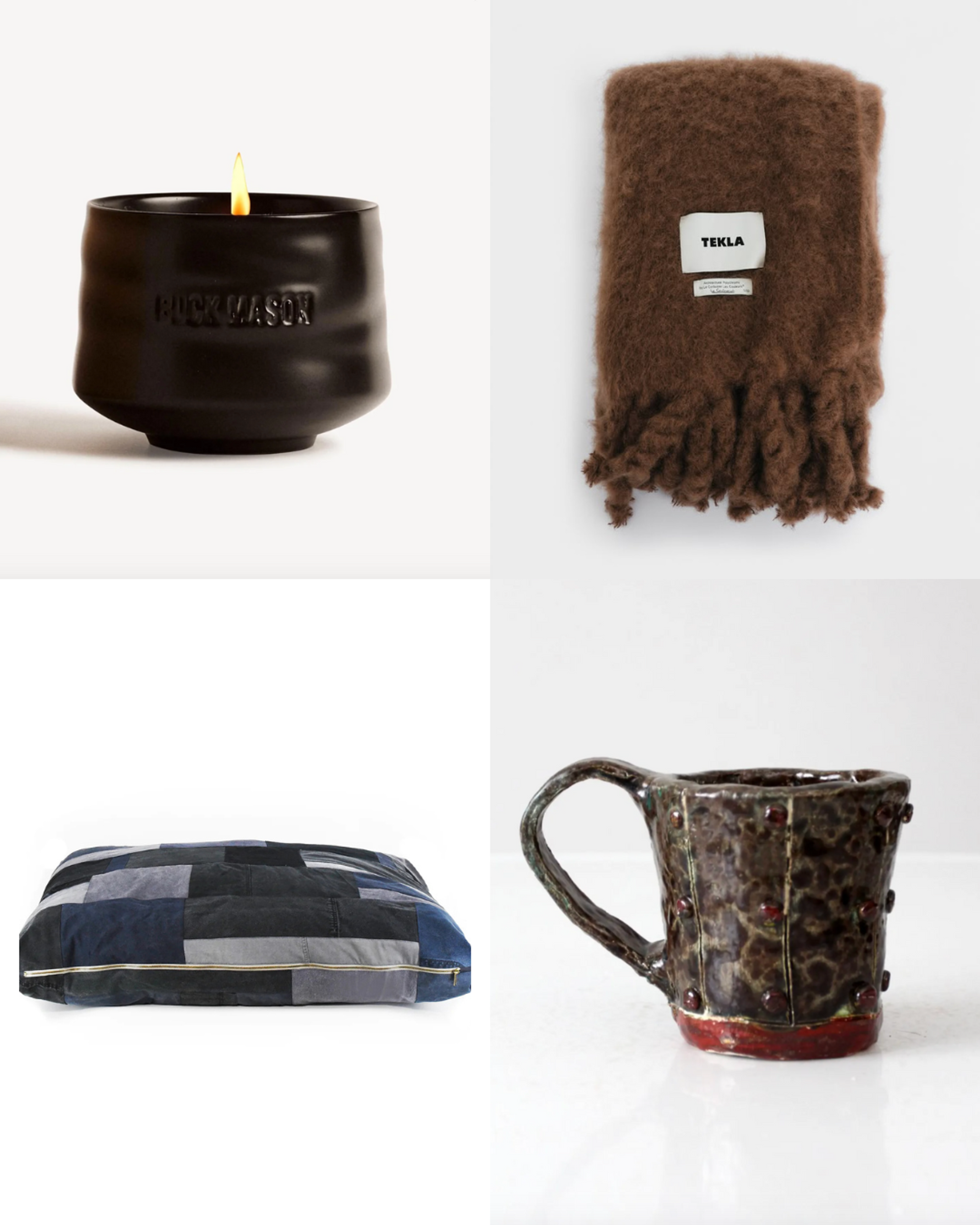 home wish list items including mug, scarf, and candle