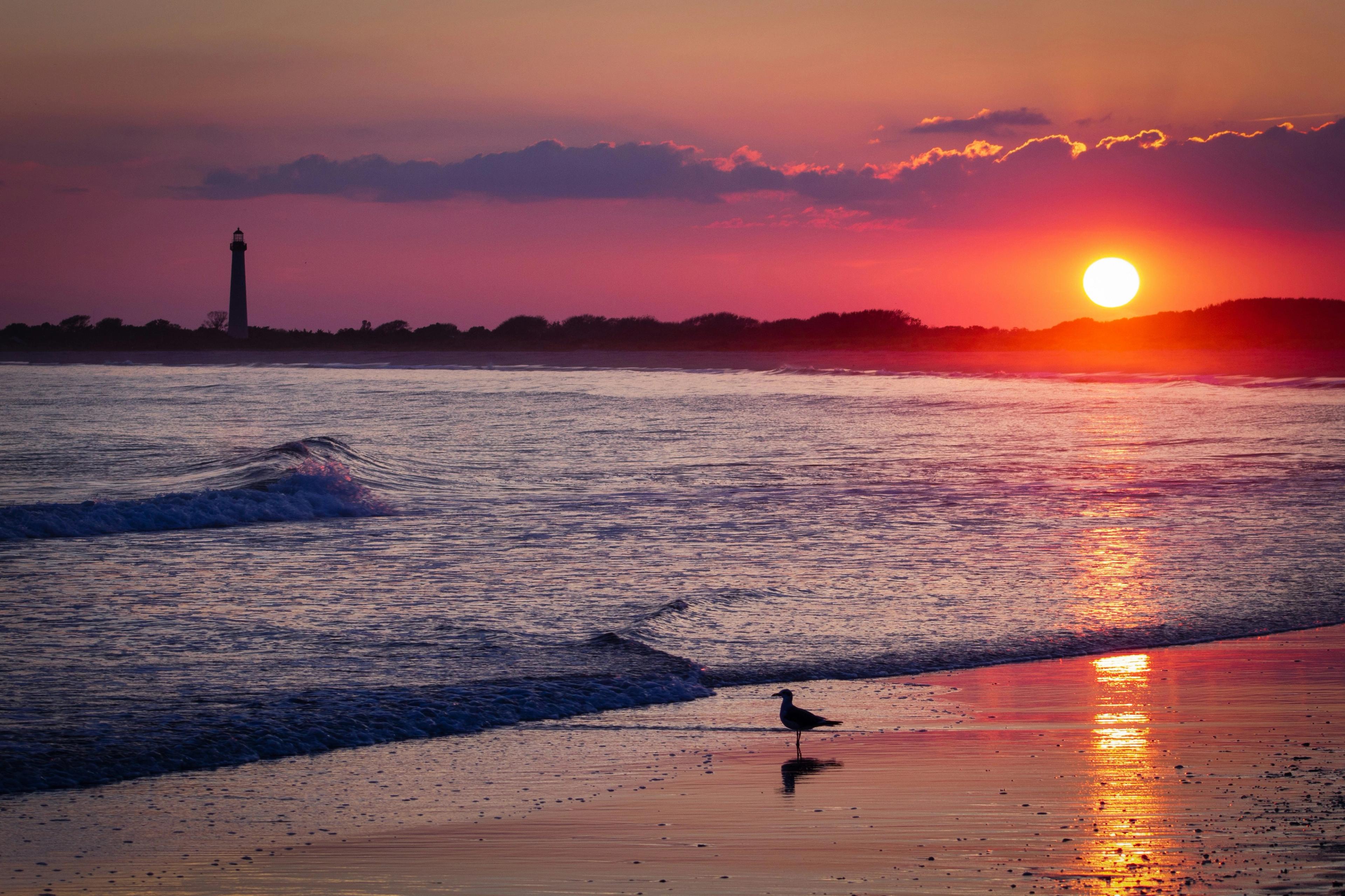 sunset on beach at Cape May, NJ
