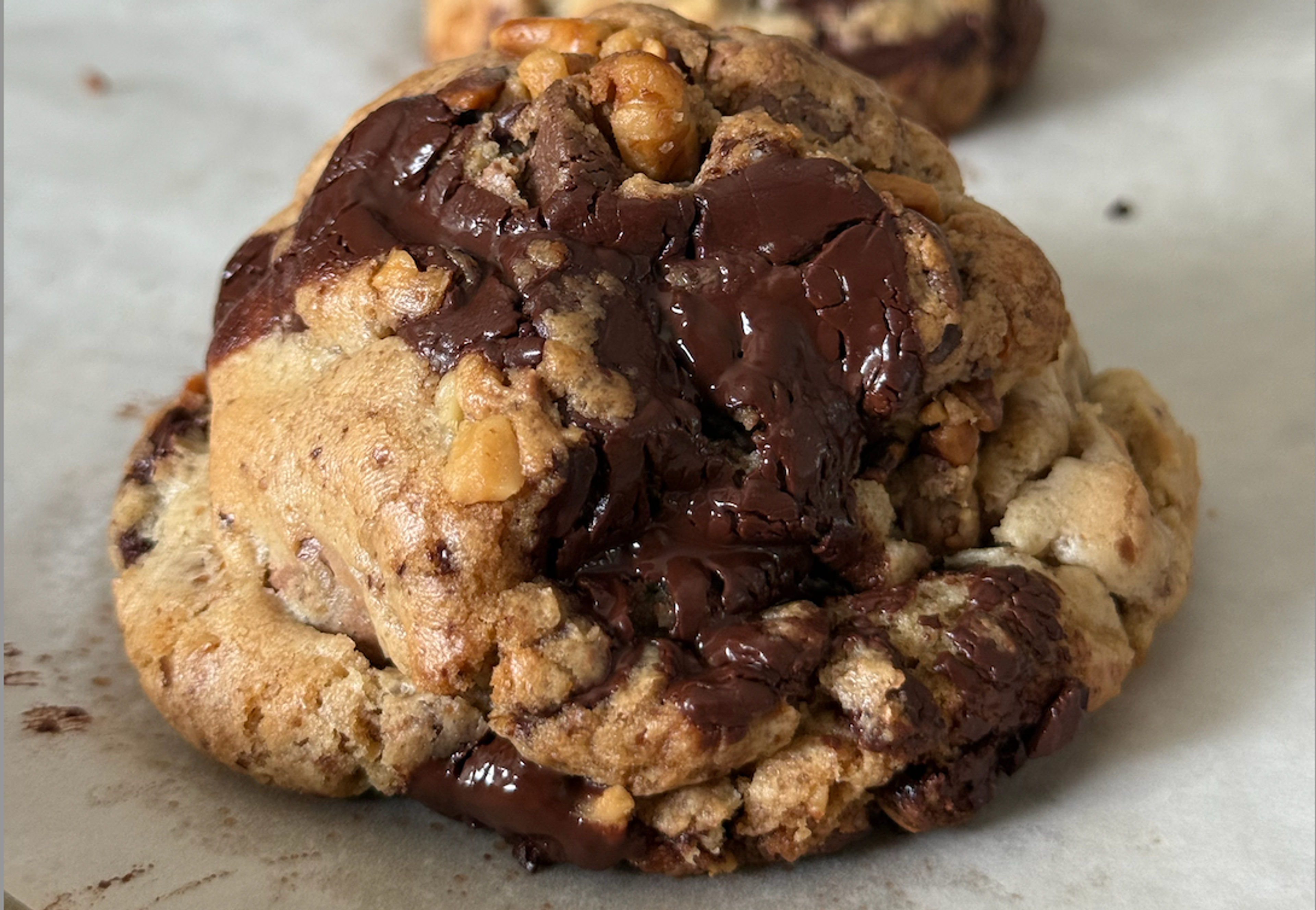 Thick Bakery Style Chocolate and Walnut Cookies