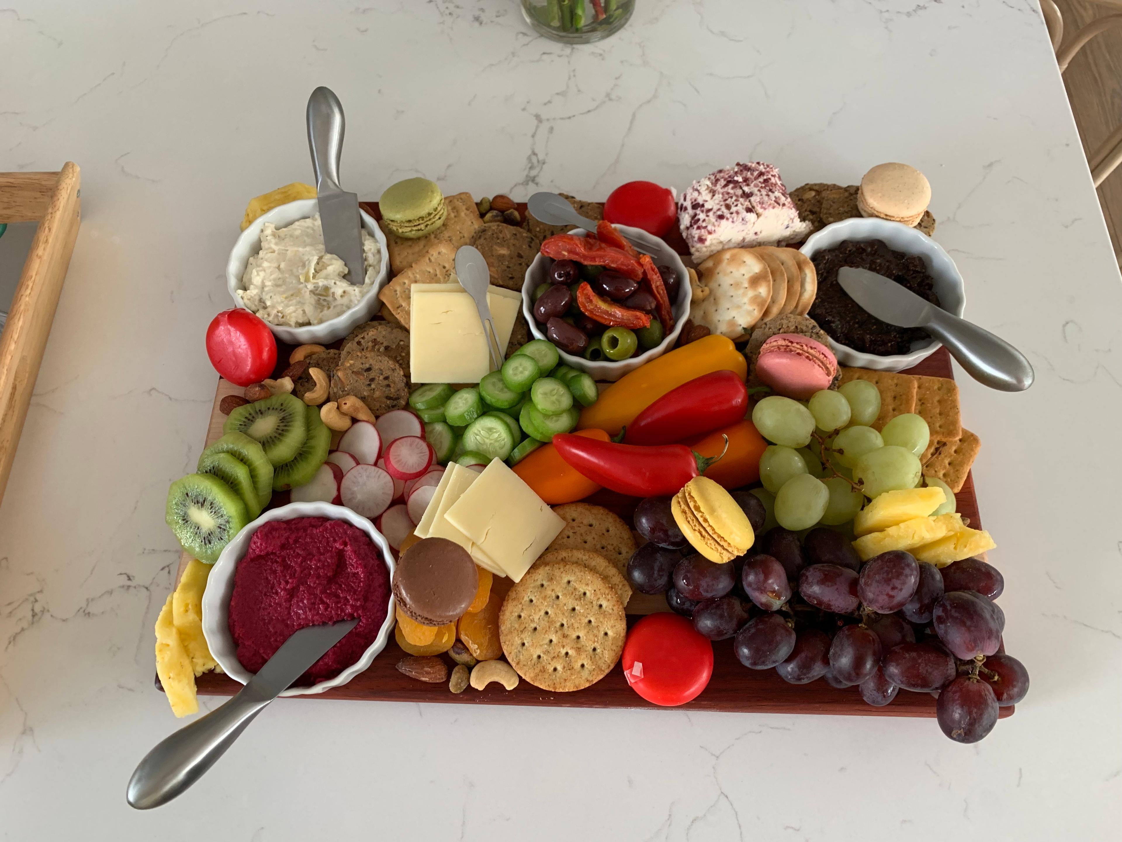 charcuterie board fully set up