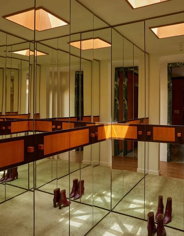 mirrored walk-in closet