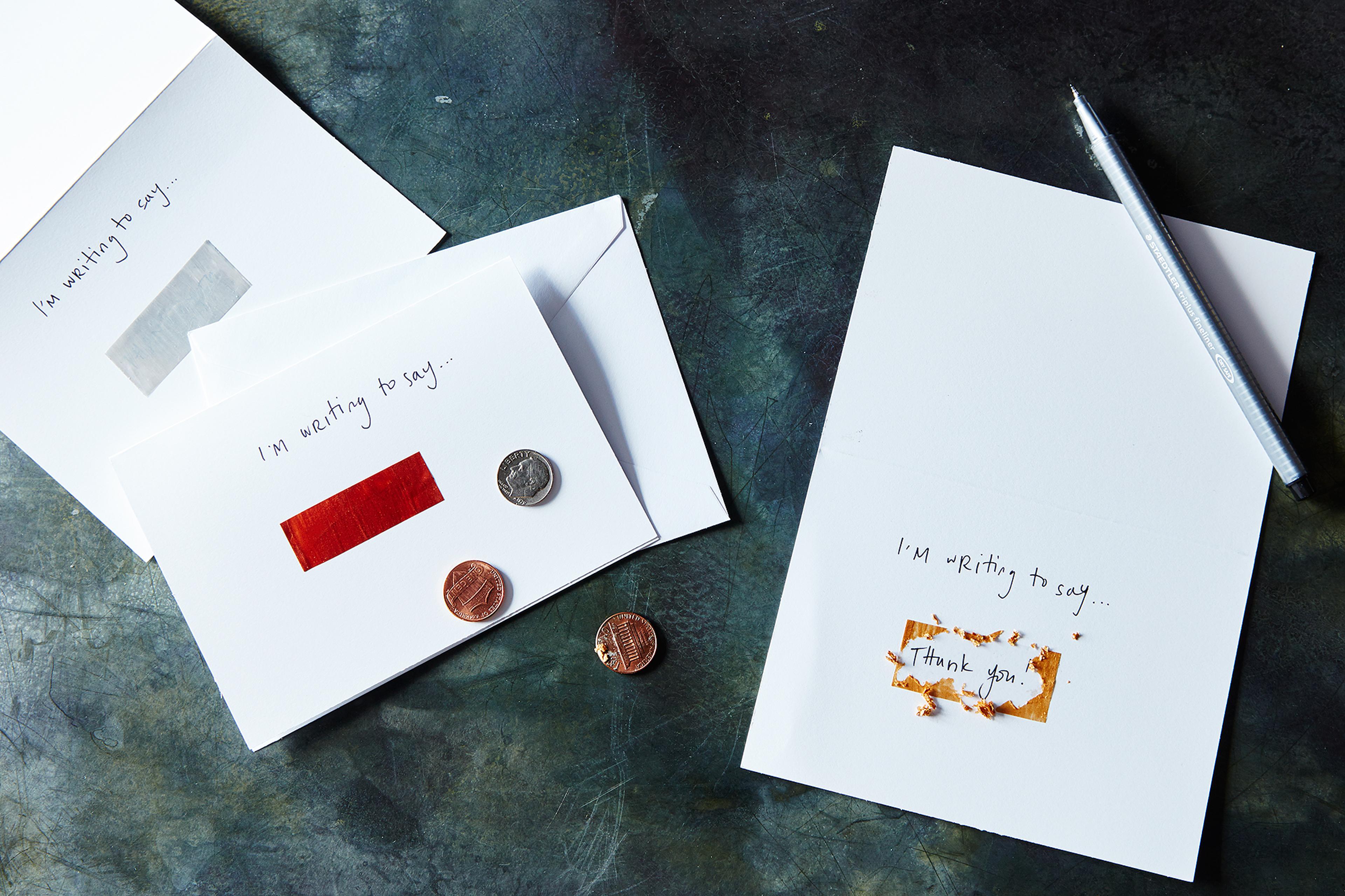 thank you note on table