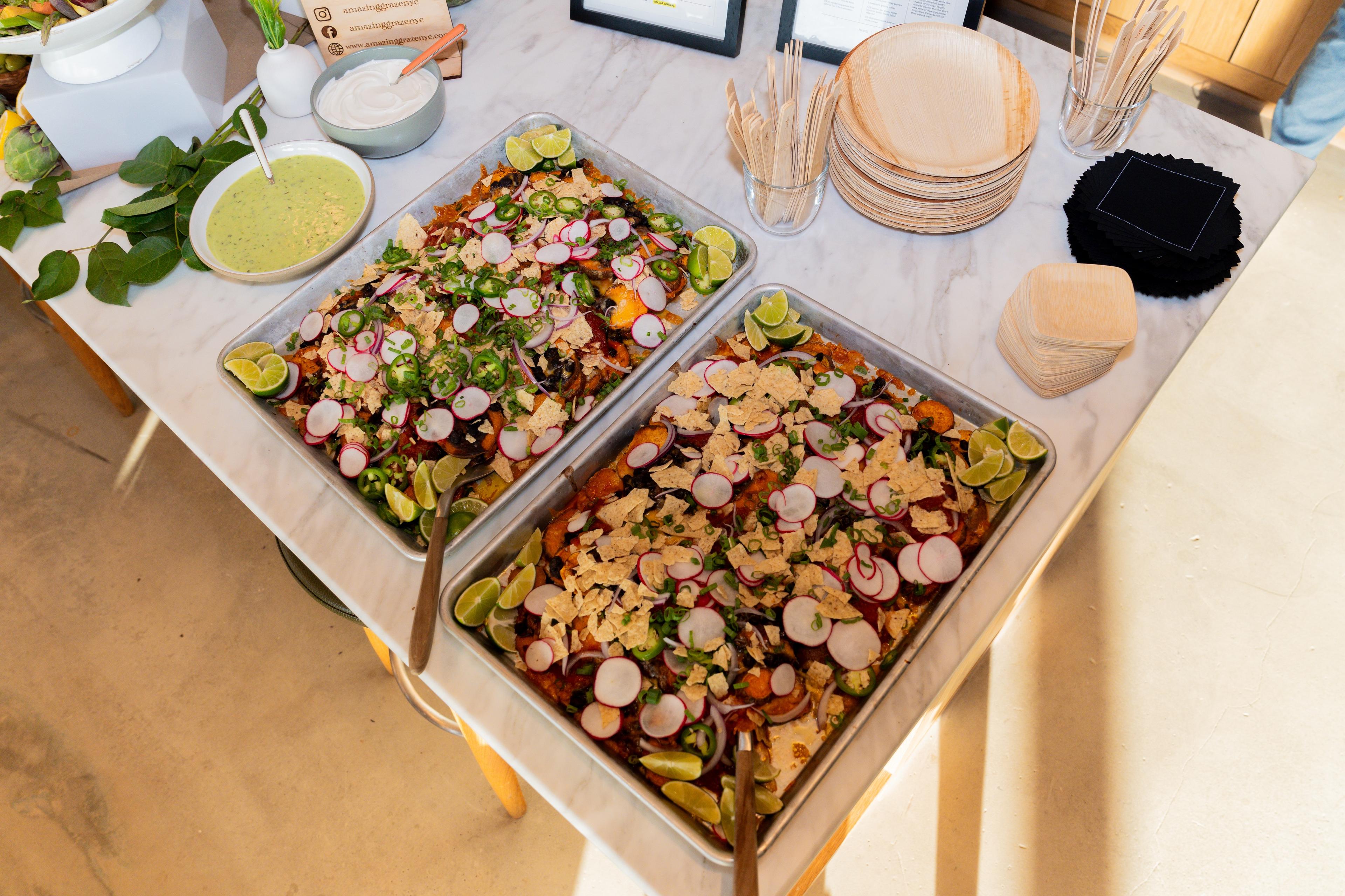 two trays of sweet potato nachos