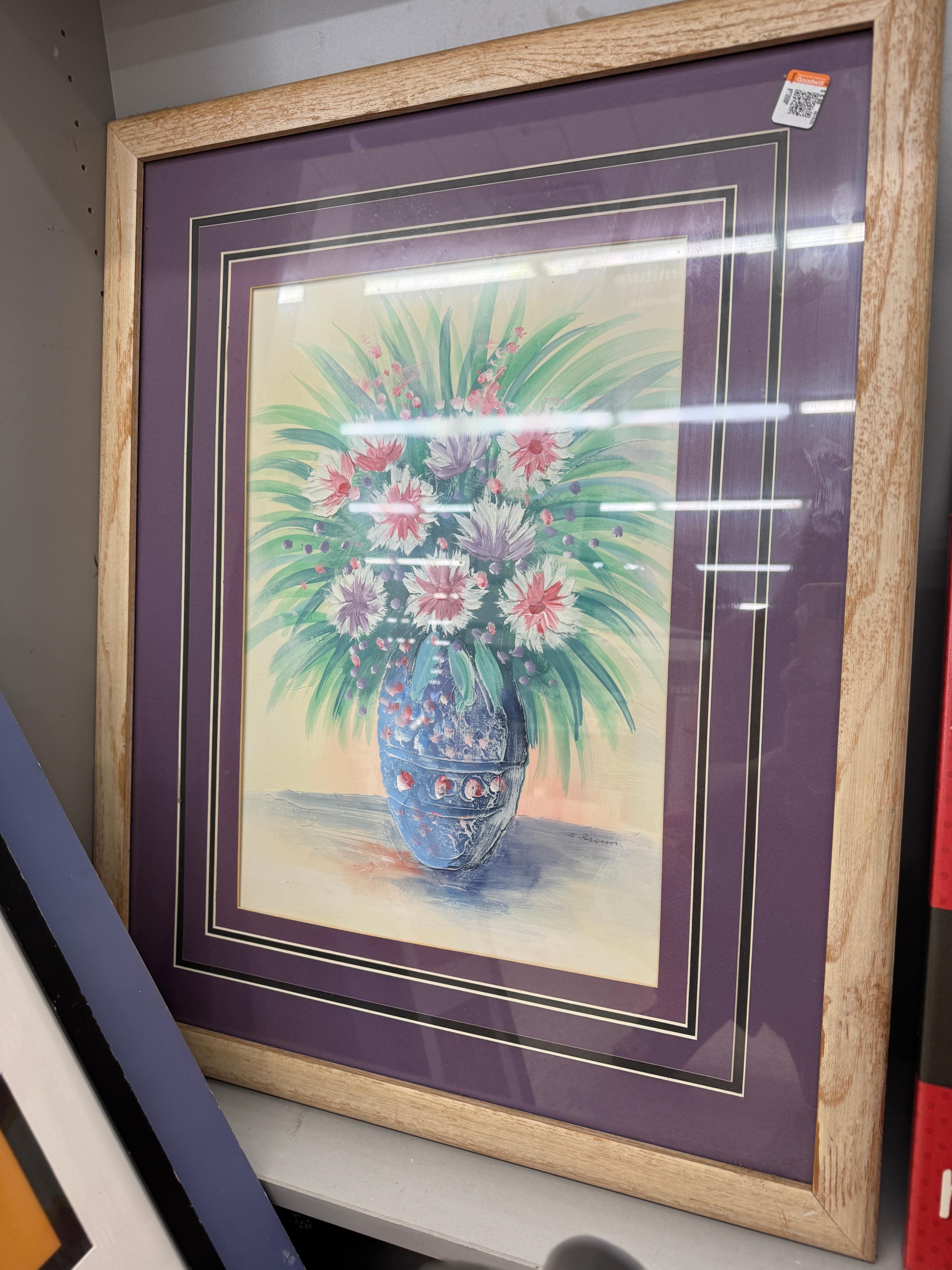 thrifted floral art piece