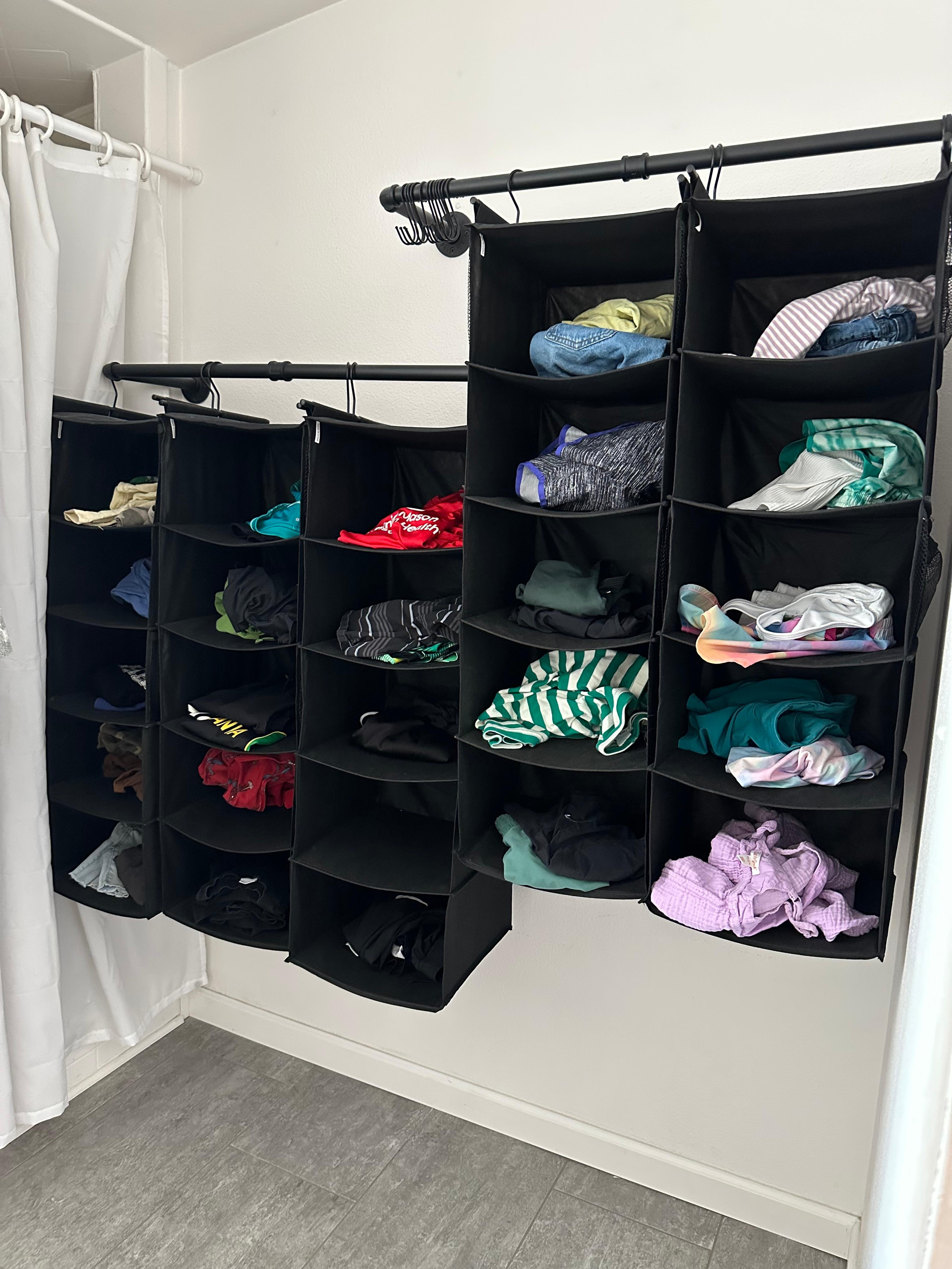 shoe organizer with folded laundry