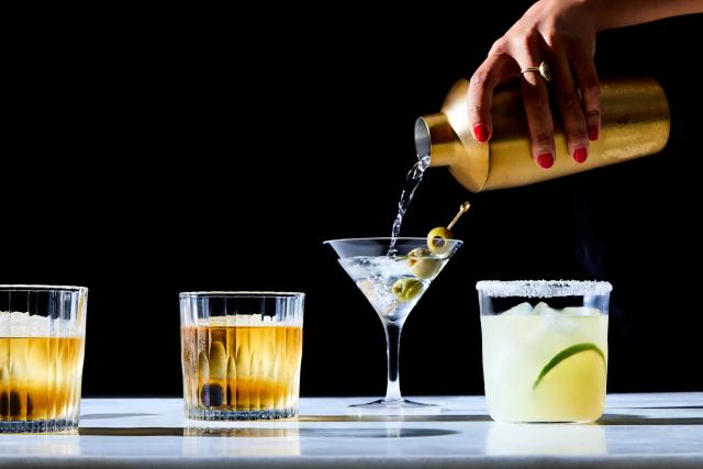 classic cocktails and mocktail versions on table