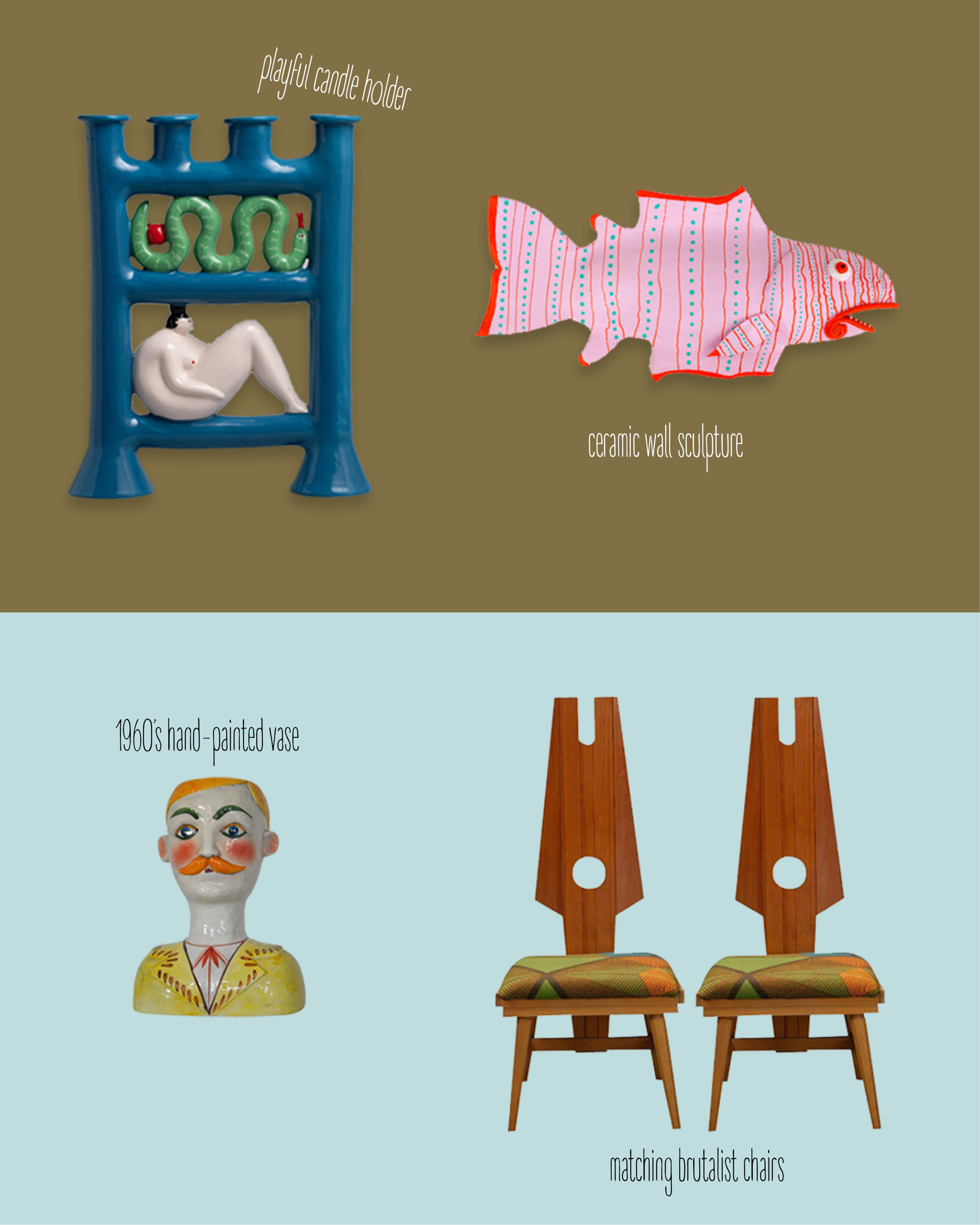 assorted vintage home decor items