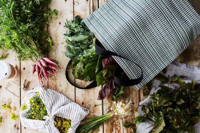 farmer's market tote with summer produce in tow