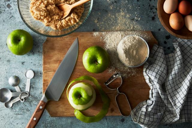 apple cake prepped ingredients
