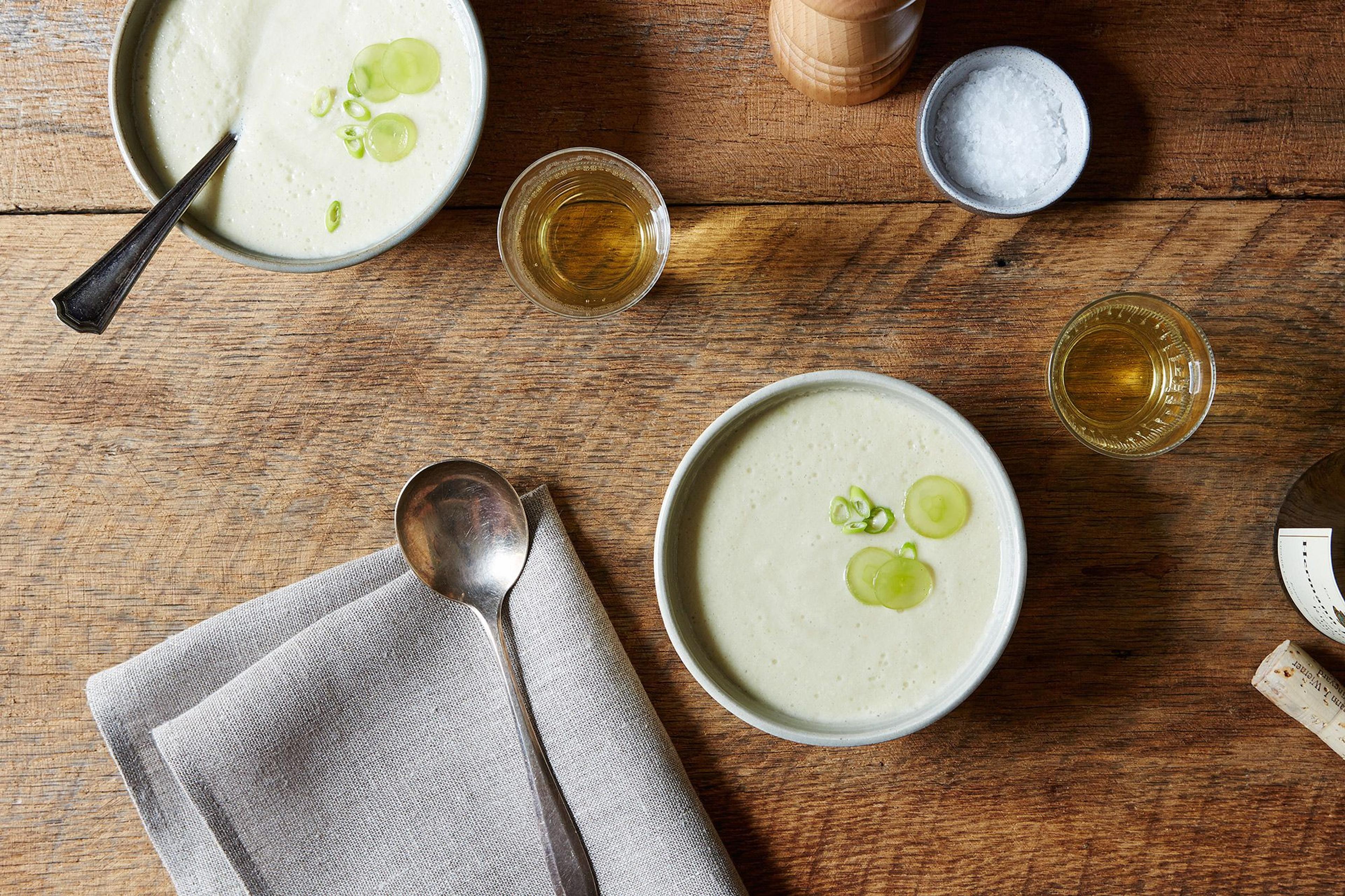 cold soup in bowls