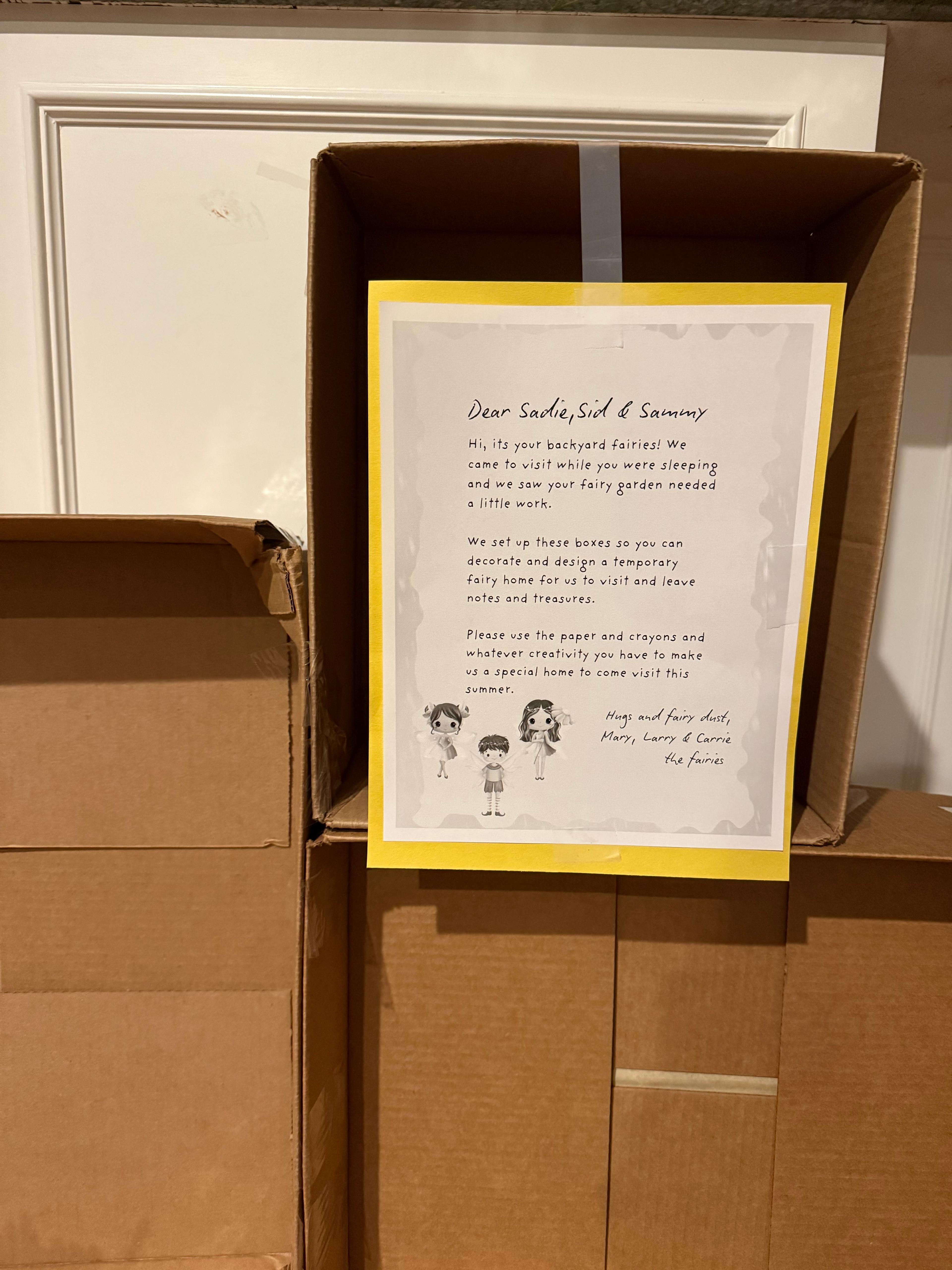 note from fairies for cardboard castle craft