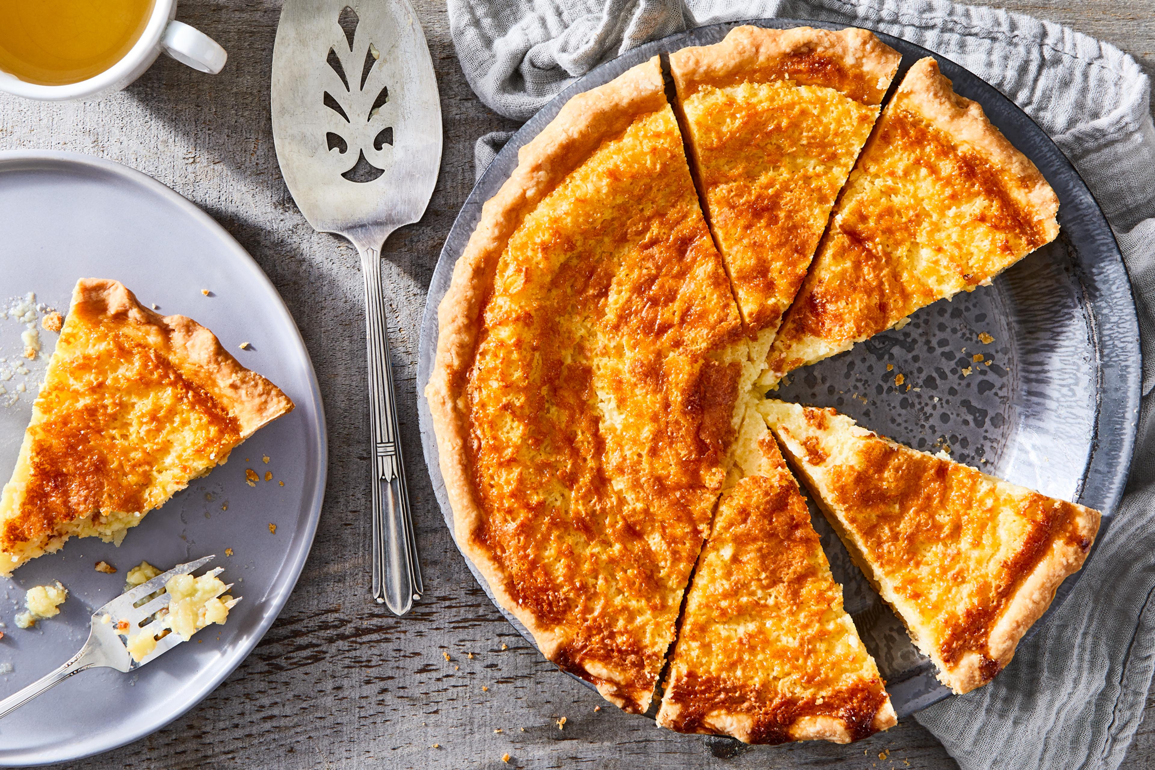 buttermilk chess pie in pie dish