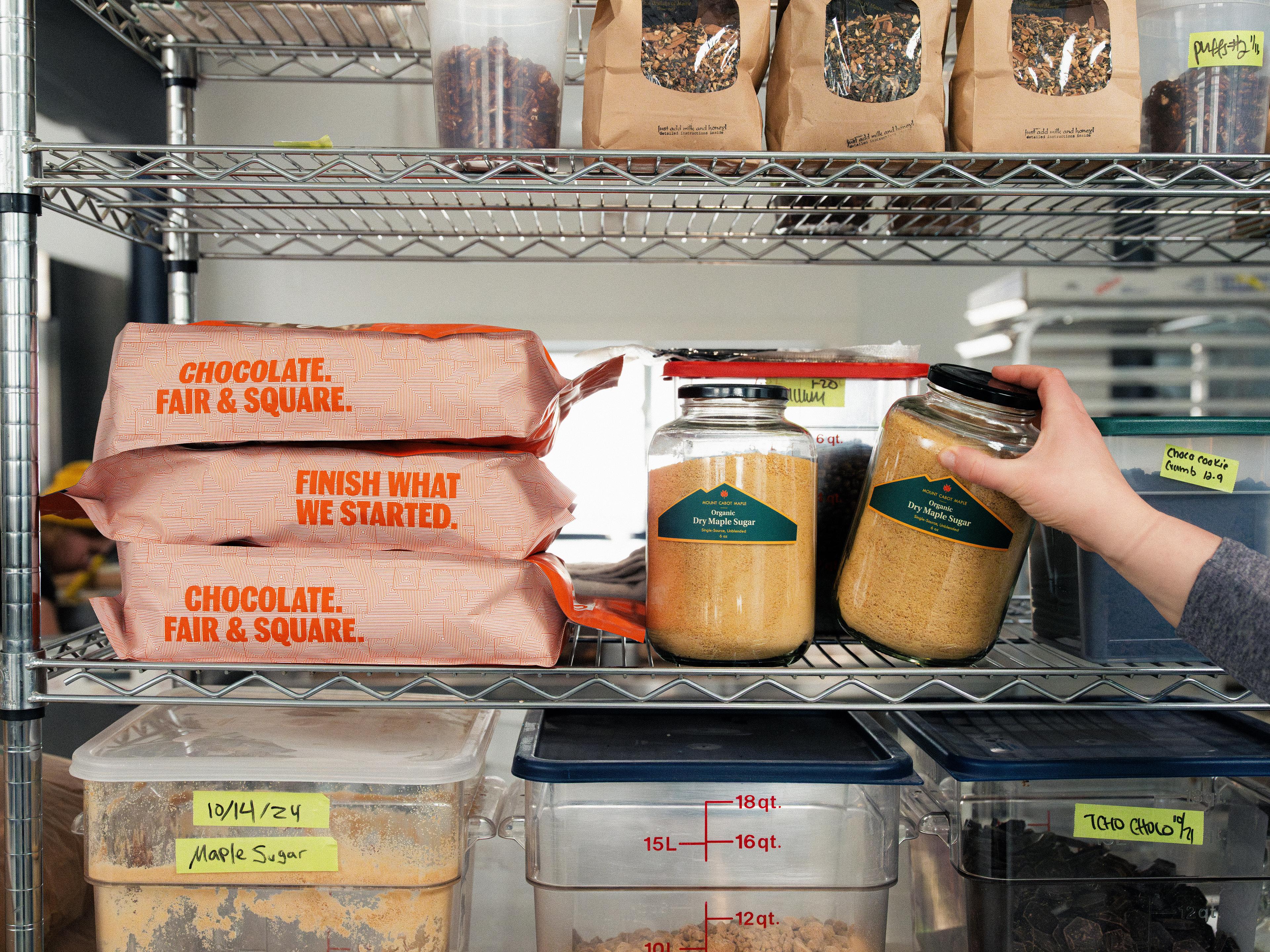 maple sugar and ingredients on shelf