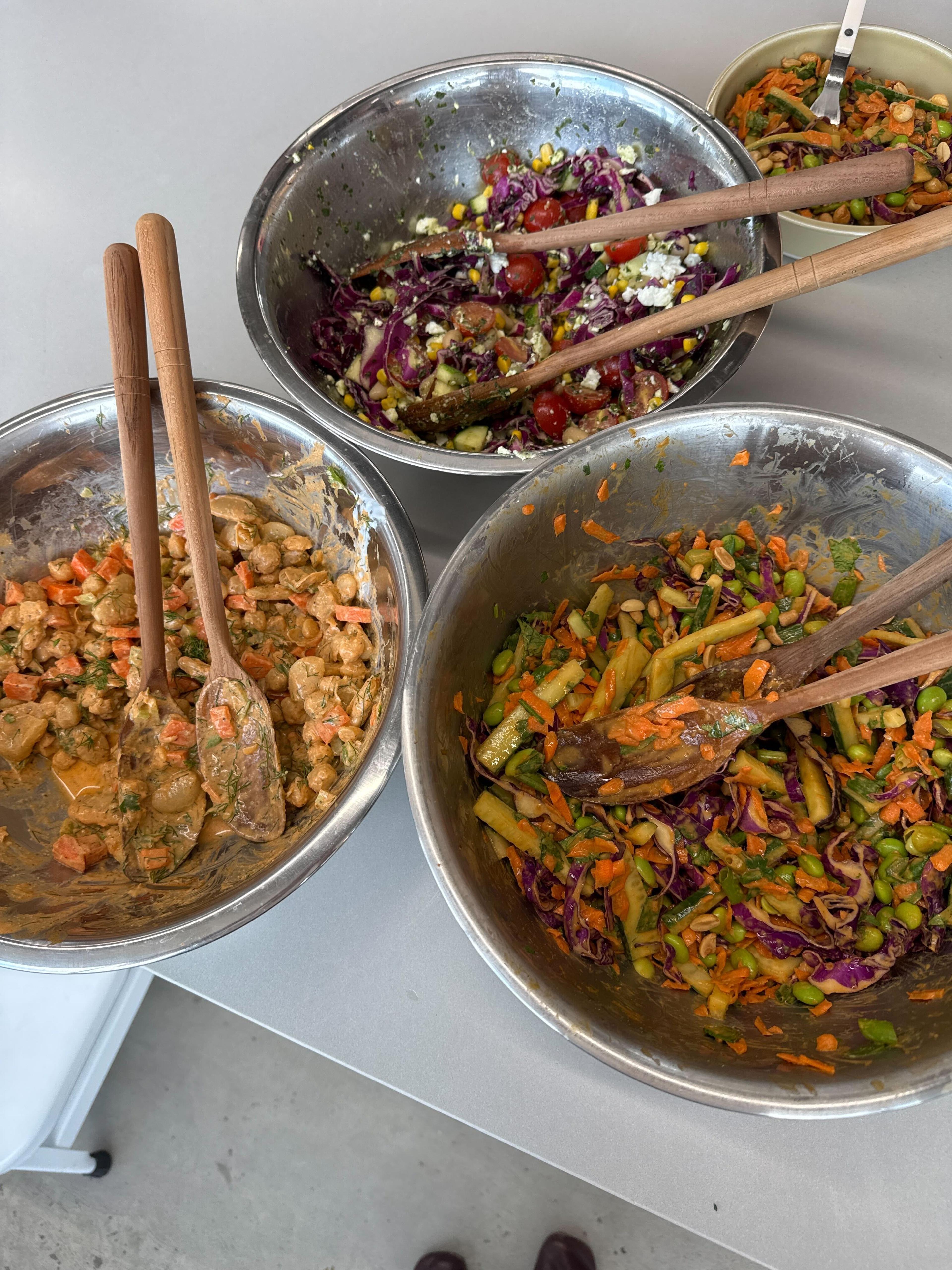 bean salads on table