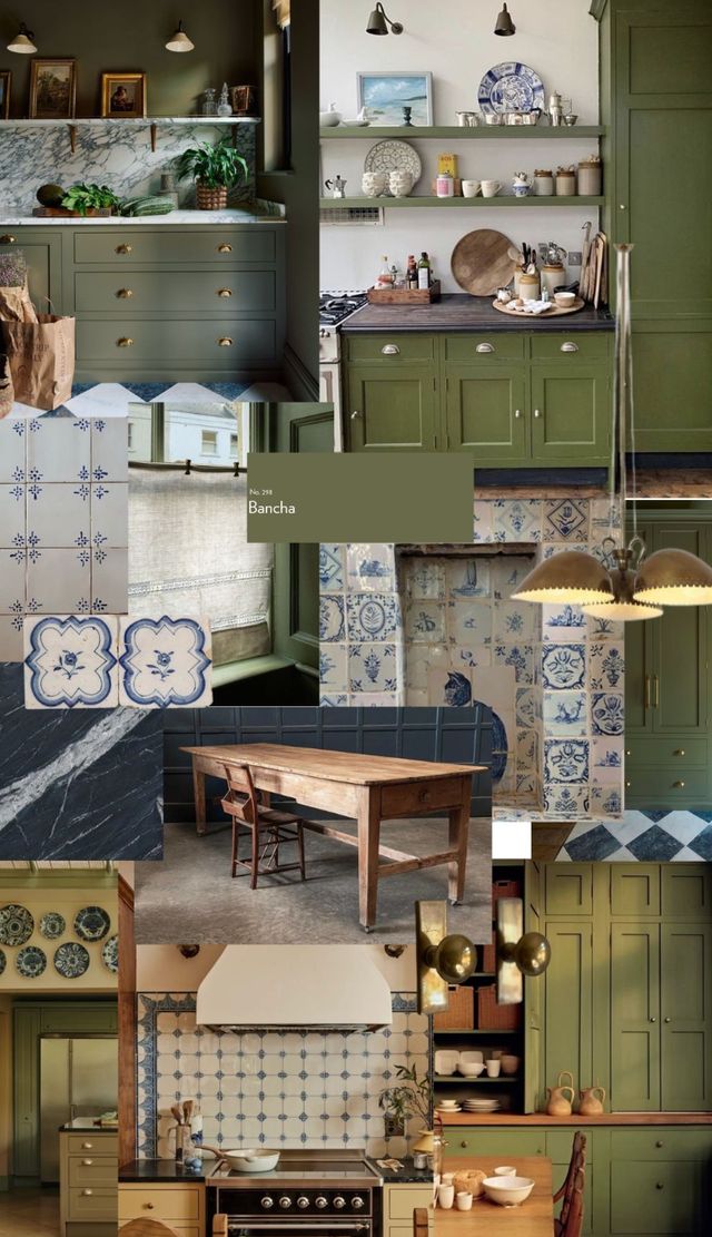 green kitchen collage