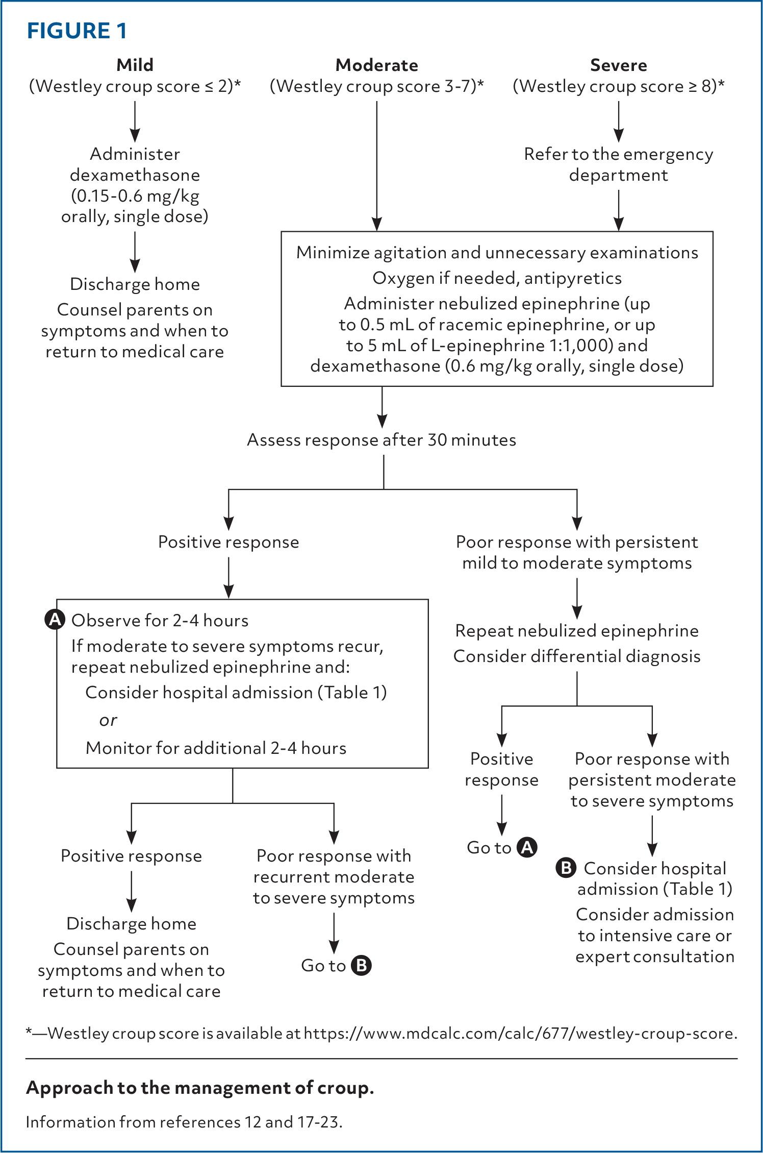 Approach to the management of croup.Information from references 12 and 17–23.