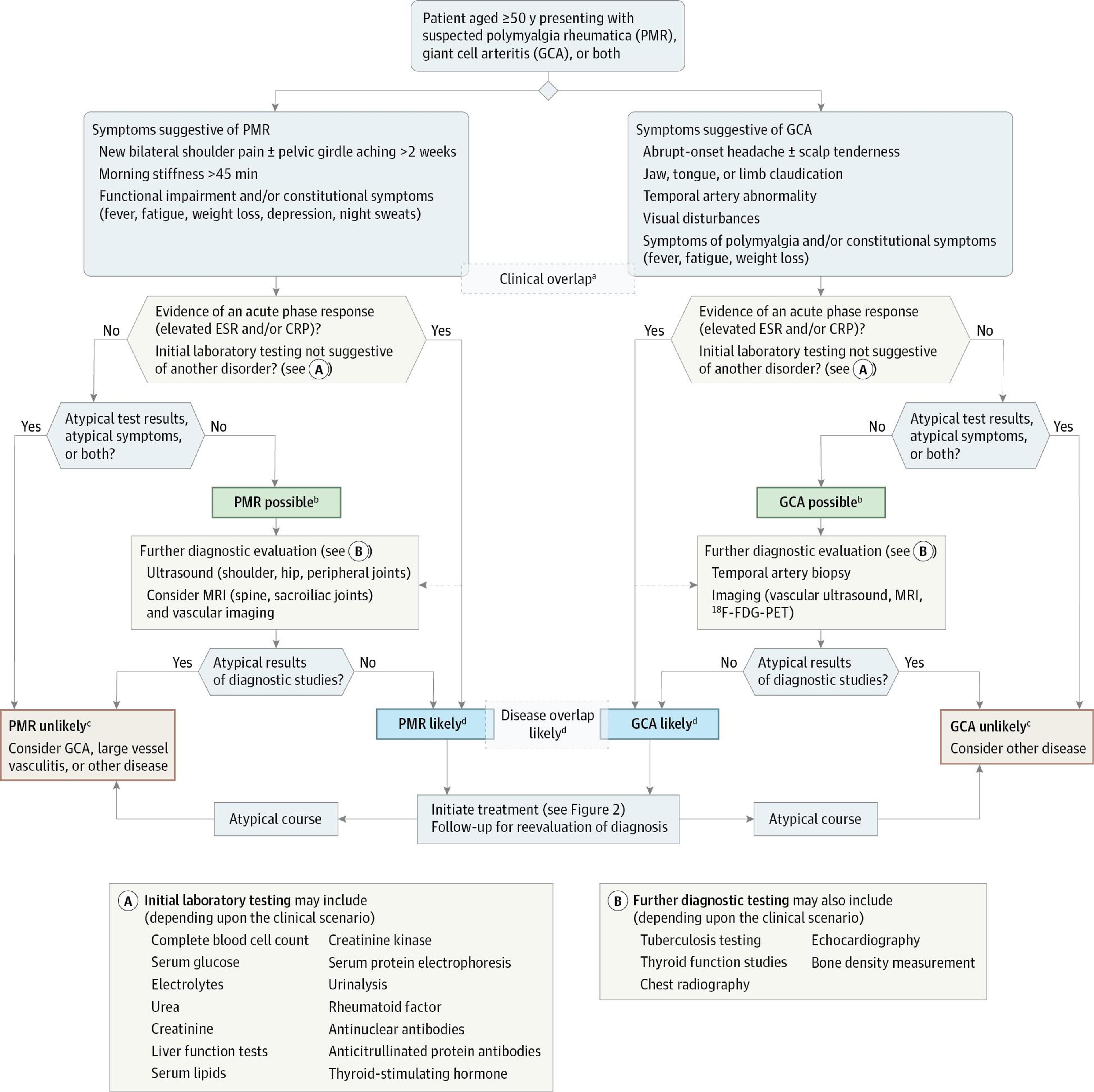 Clinical Disease Characteristics and Suggested Algorithm for Diagnostic Evaluation of Patients With Symptoms of Polymyalgia Rheumatica or Suspected Giant Cell Arteritis