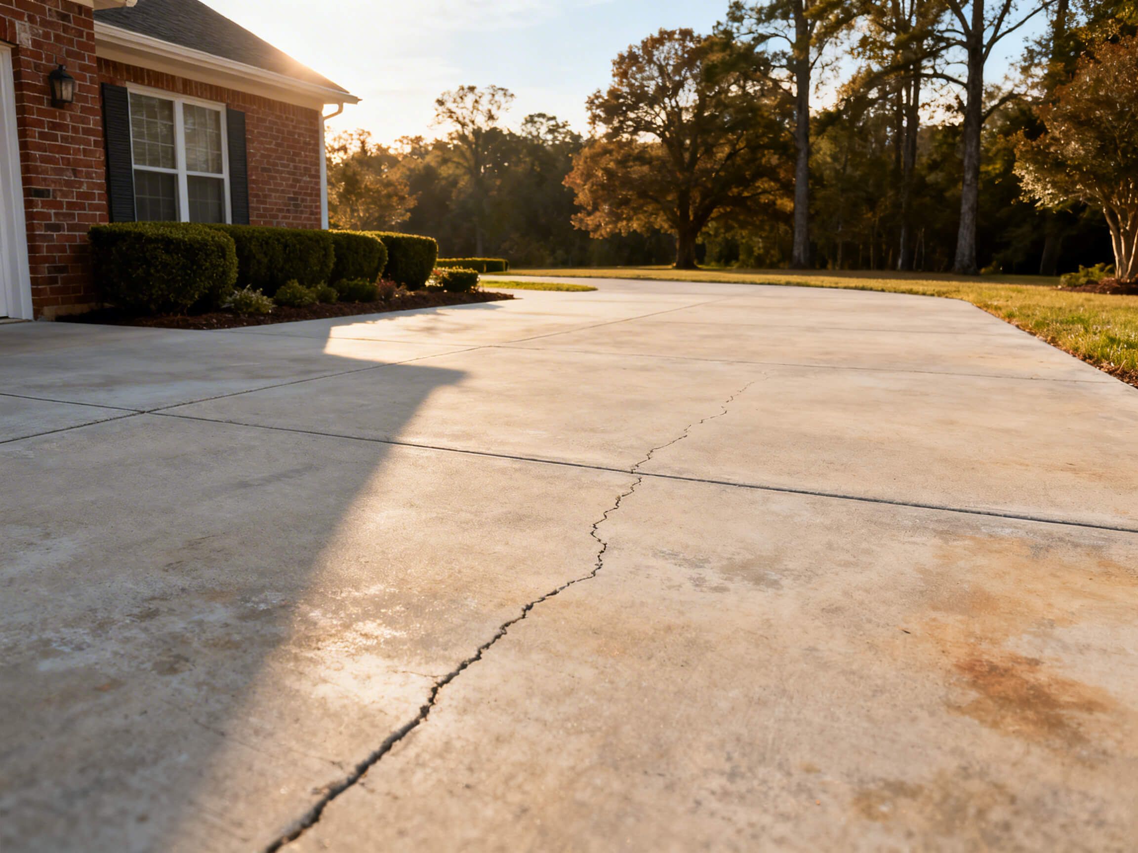 Concrete driveway in Greenville NC showing preventive sealant protection against humidity and heat.