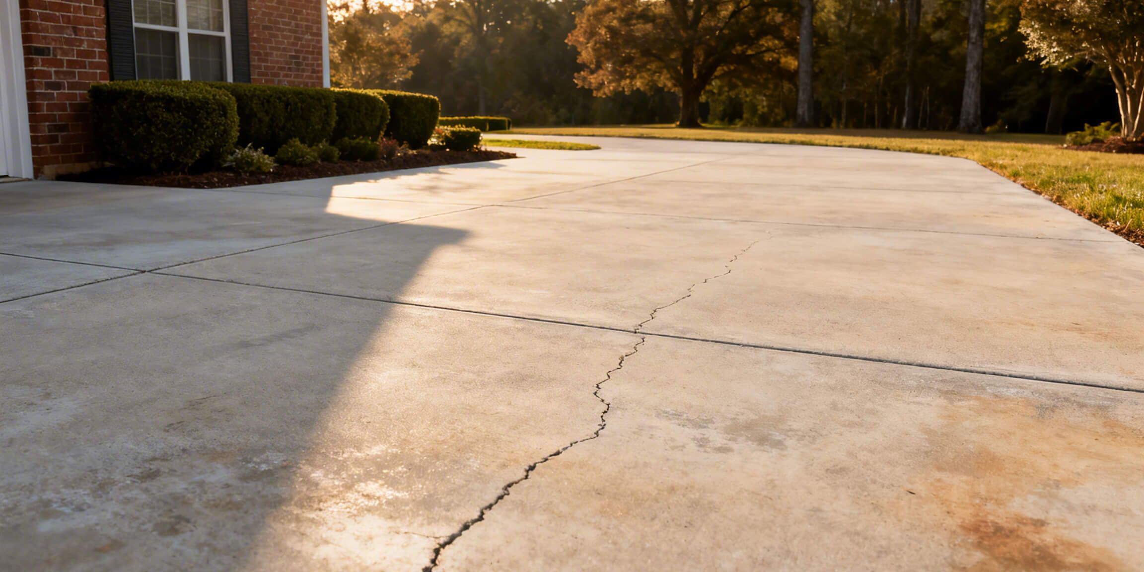 Concrete driveway in Greenville NC showing preventive sealant protection against humidity and heat.