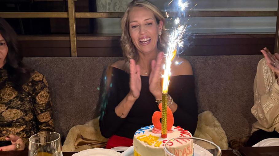 Leah Phillips celebrating six years without cancer.