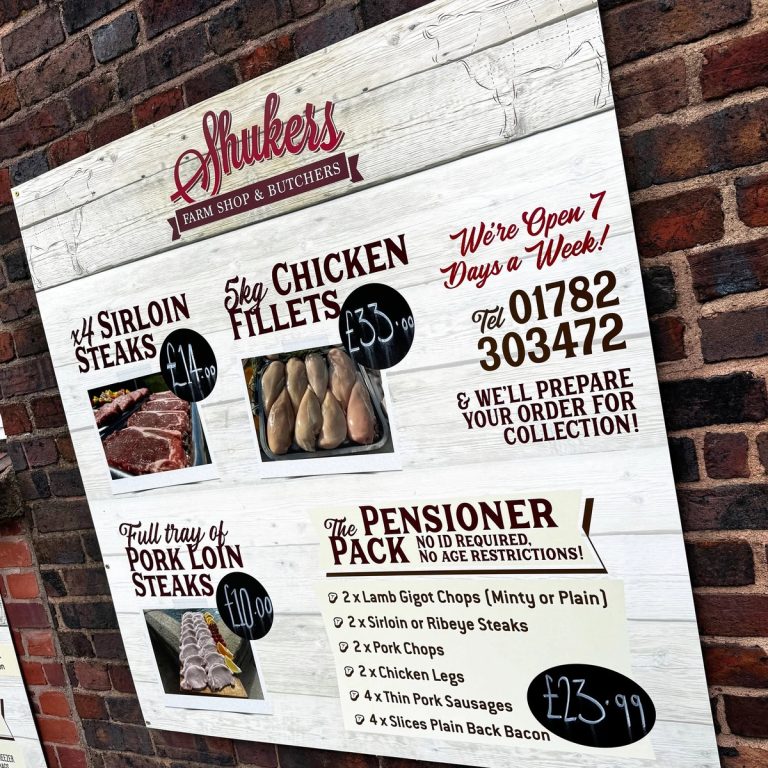Refreshed business signage showing clear hierarchy and branding.