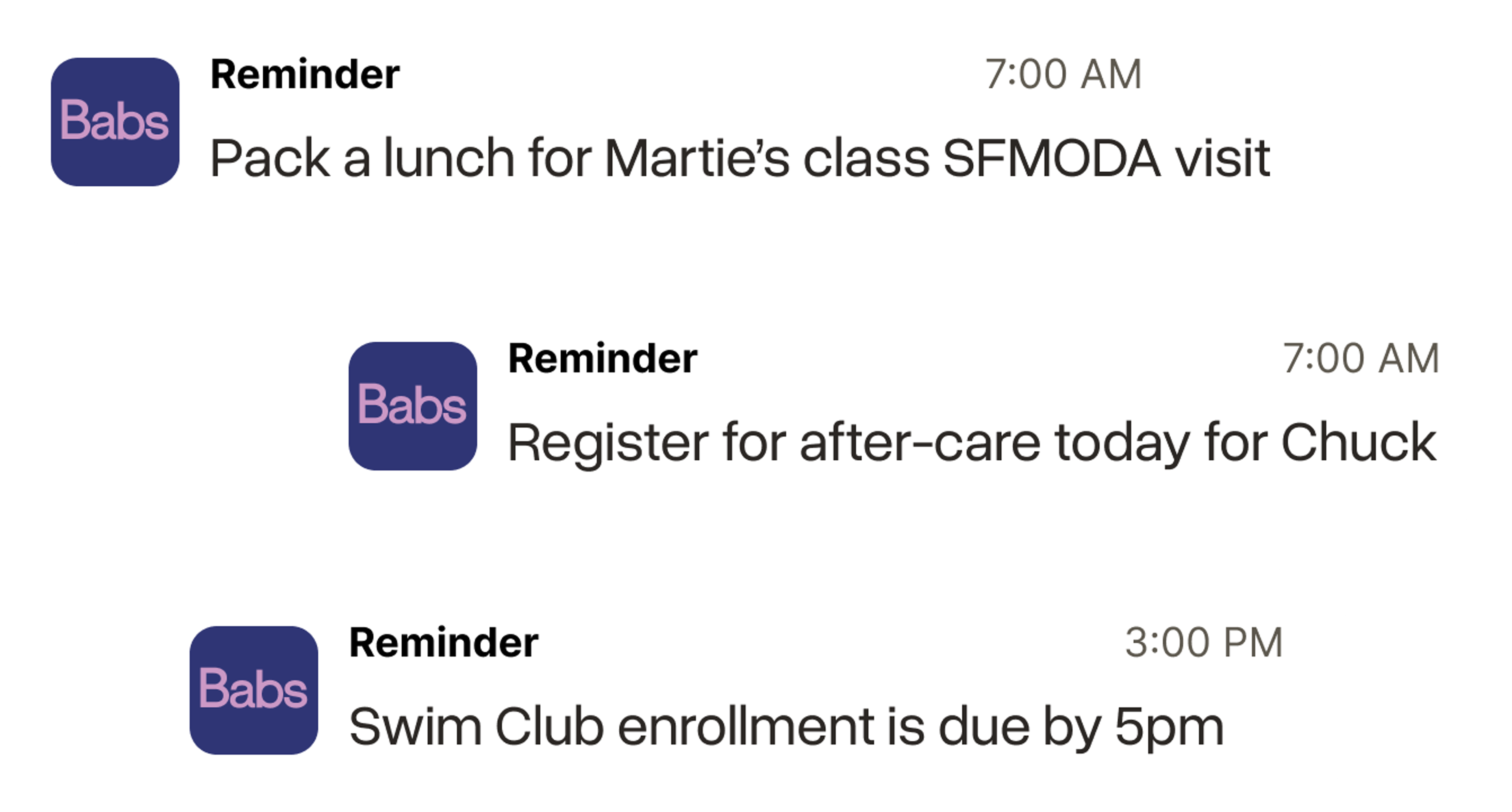 Reminder notifications