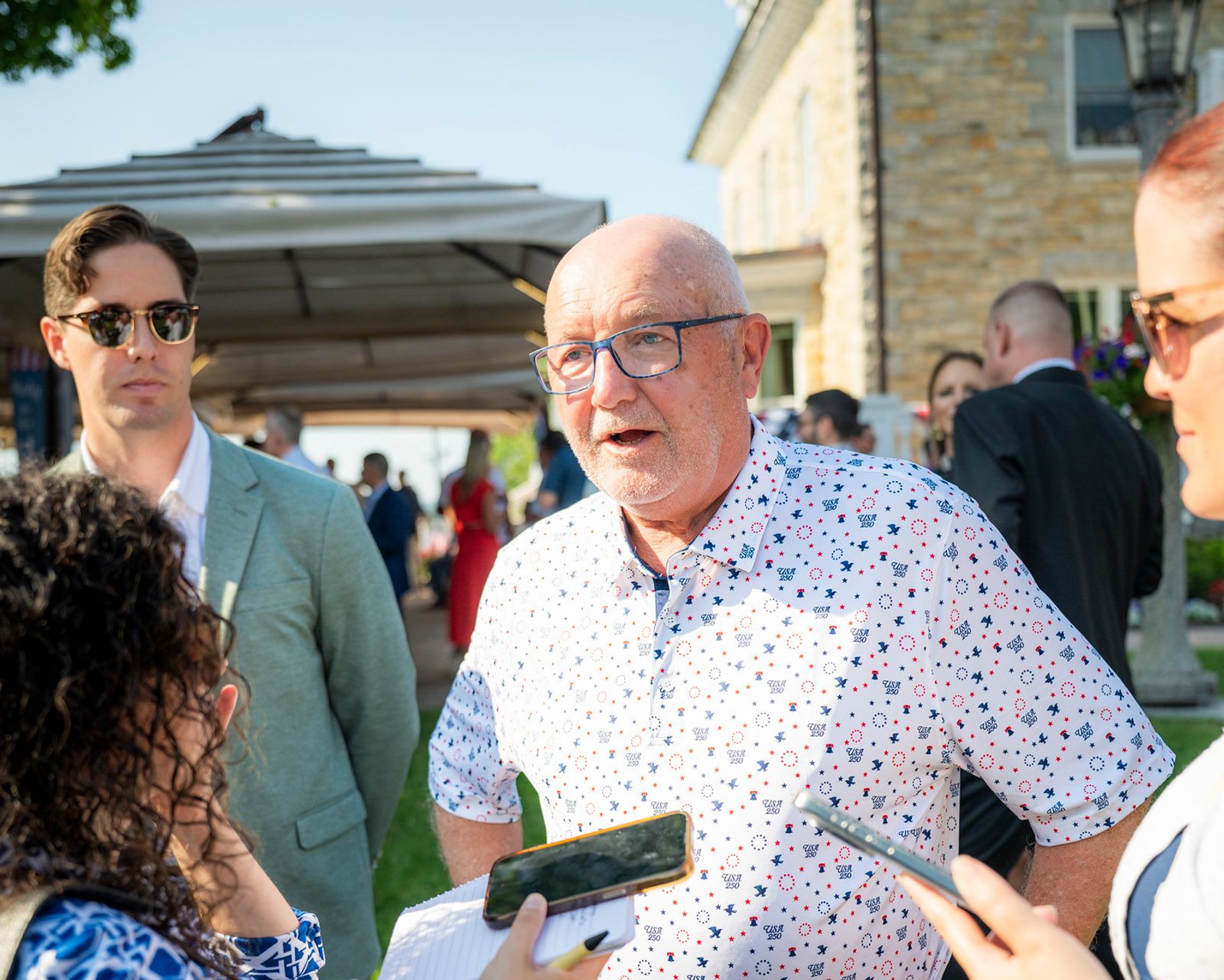 U.S. Ambassador to Canada Pete Hoekstra is shown here at his residence speaking to reporters during an Independence Day celebration 