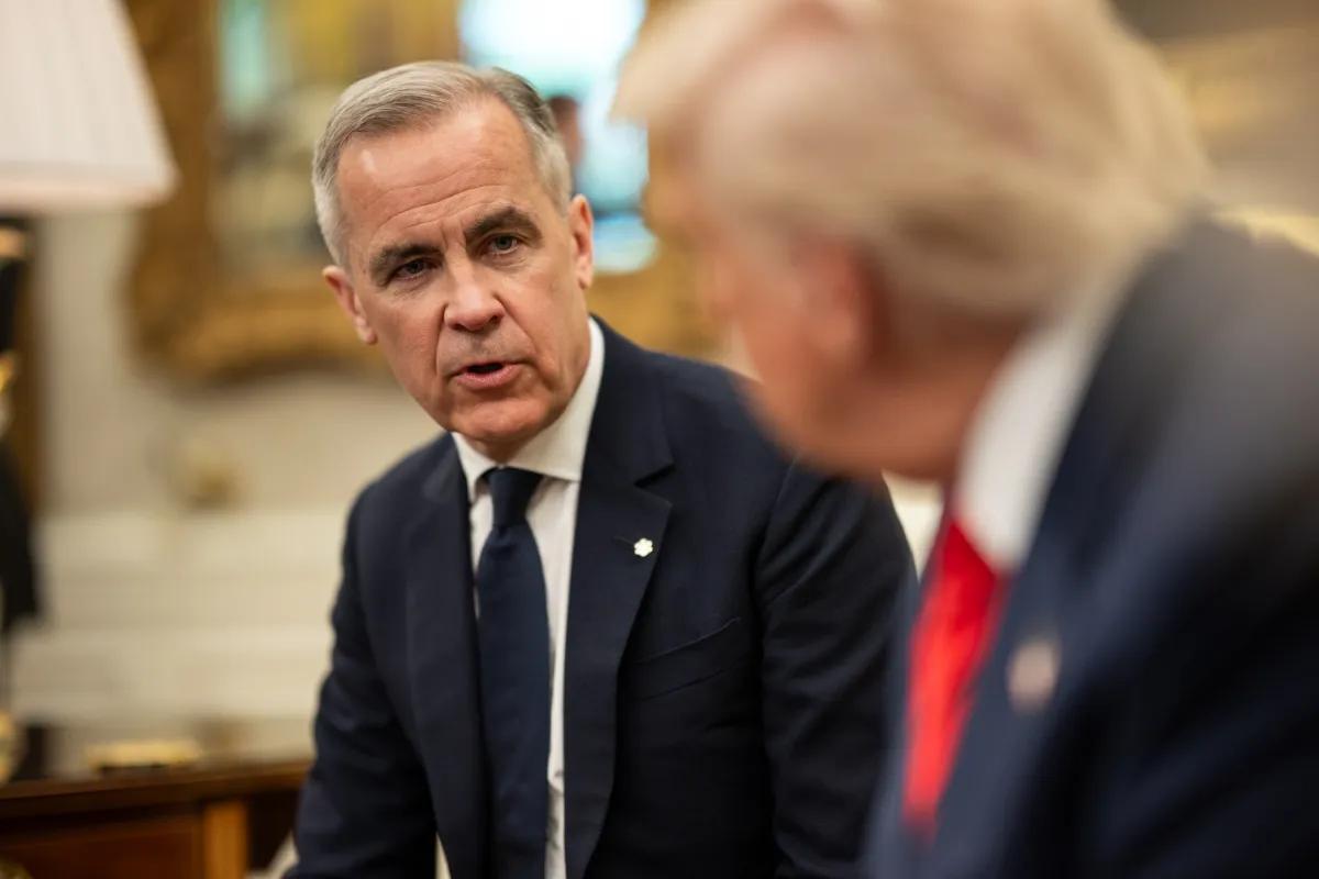 Mark Carney is shown meeting with Donald Trump in the Oval Office