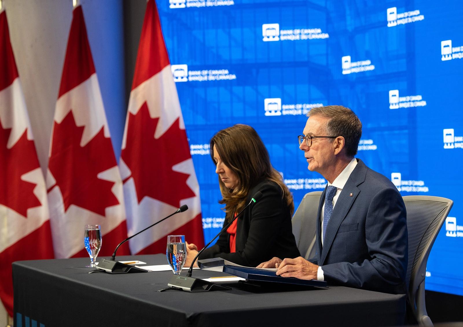Bank of Canada Governor Tiff Macklem addresses the media in Ottawa, Ontario following a rate announcement