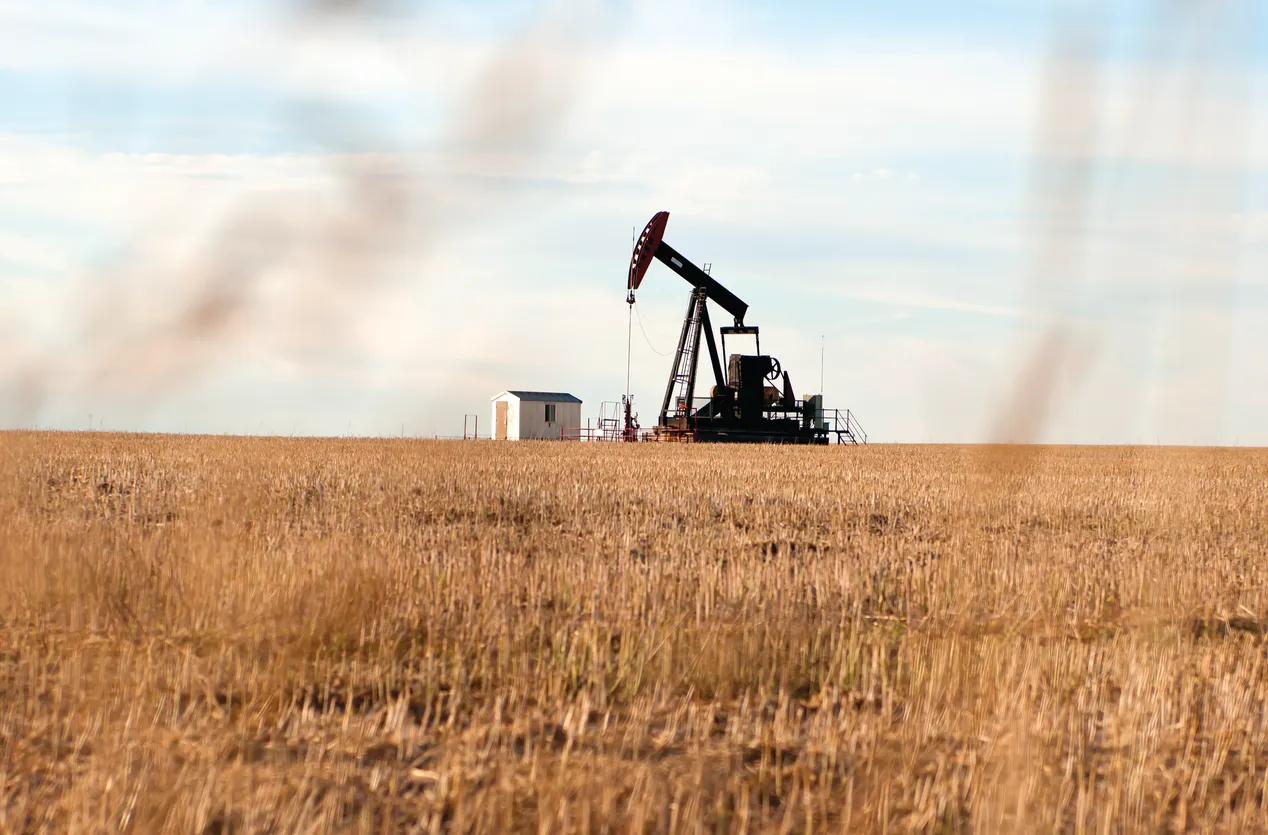 An oil pumpjack in the Alberta prairie.