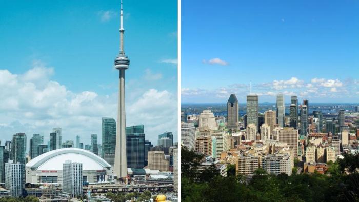 The skylines of Toronto and Montreal covered on an unbiased news source
