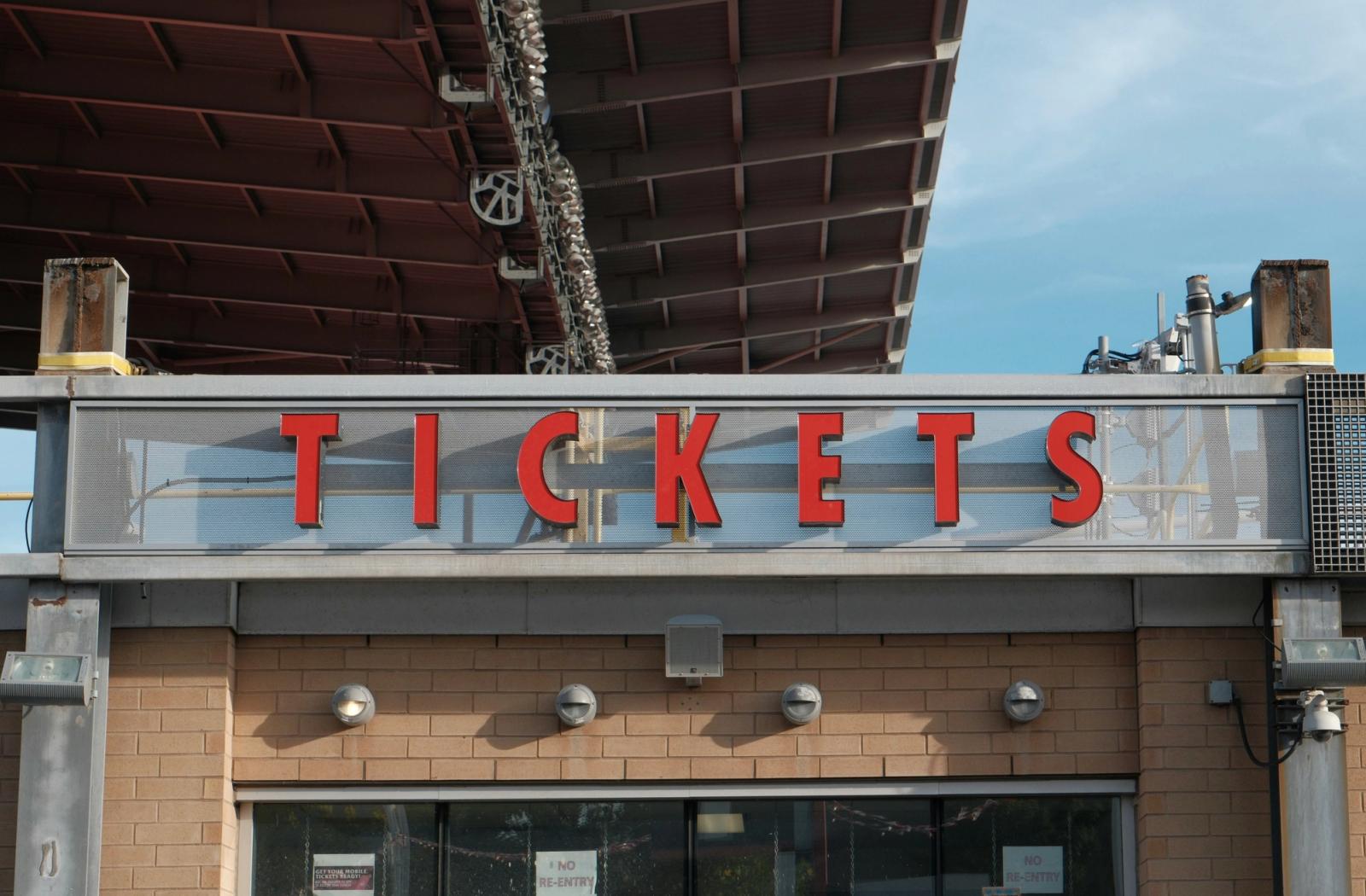 A ticket booth outside a stadium