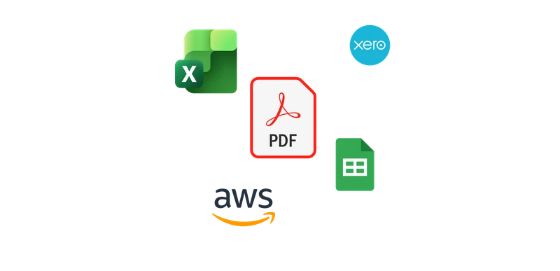 Different file types: Excel, PDF, S3, Google sheets, Xero, and more!