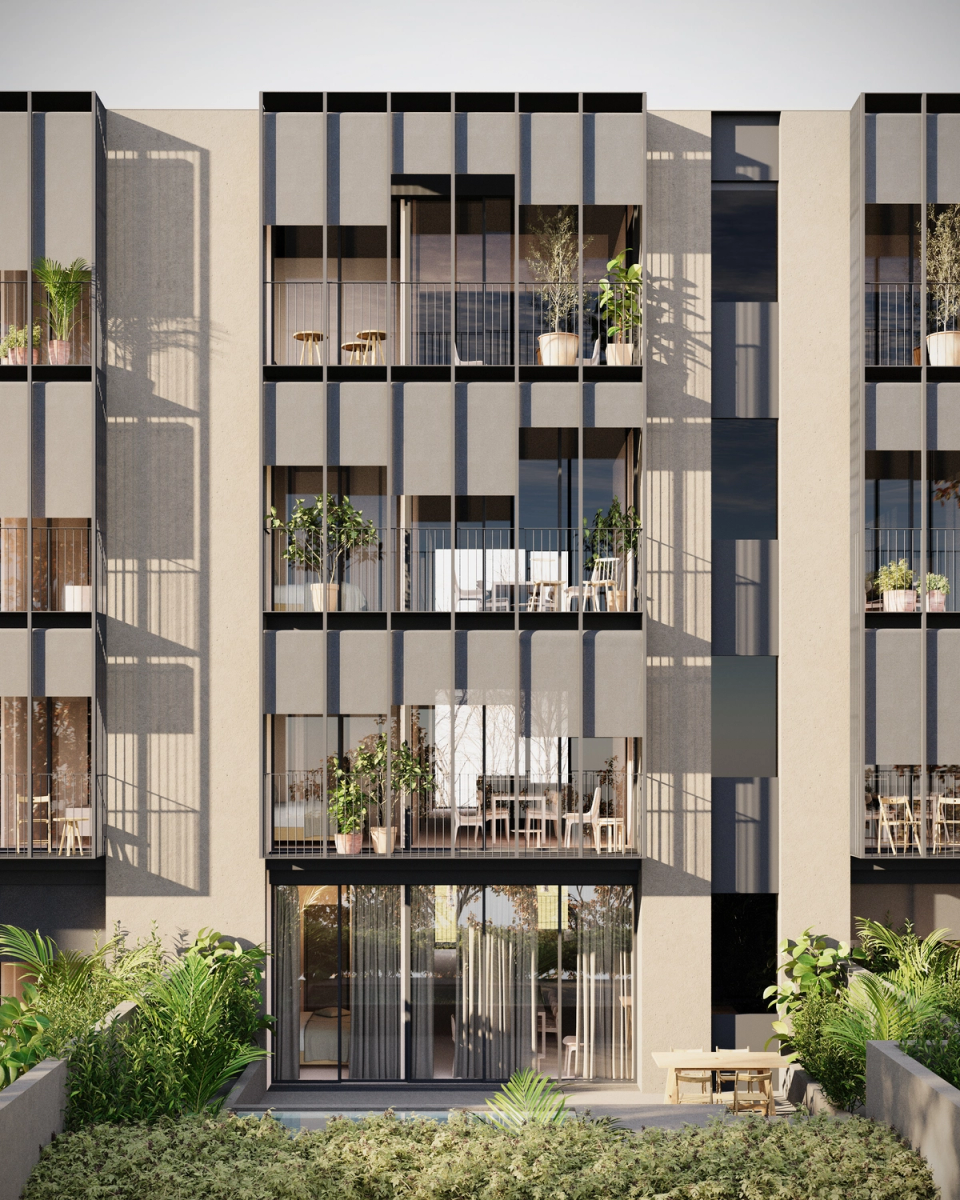 This multi-family residential building features a dynamic and permeable façade that enhances the relationship between the homes and the outdoors. Terraces, vegetation and large openings provide natural light, privacy and spatial quality to the interiors. The project combines contemporary architecture and urban comfort through a balanced and elegant composition.