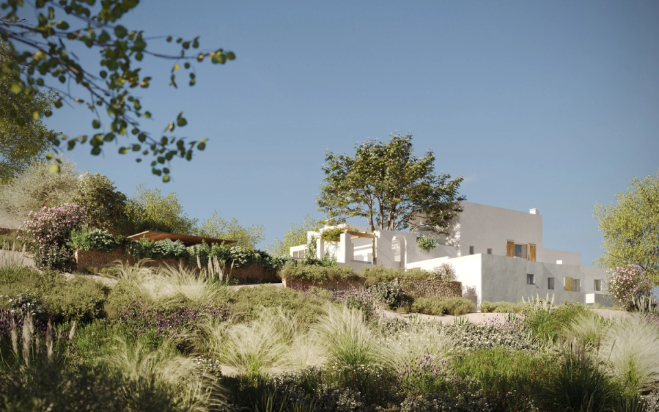 The renovation of this farmhouse in Ibiza integrates naturally into the Mediterranean landscape through a white, serene architecture open to the outdoors. Native vegetation and outdoor spaces strengthen the connection with the surroundings and the site’s topography. The project combines tradition, light and contemporaneity to create a calm and timeless atmosphere.